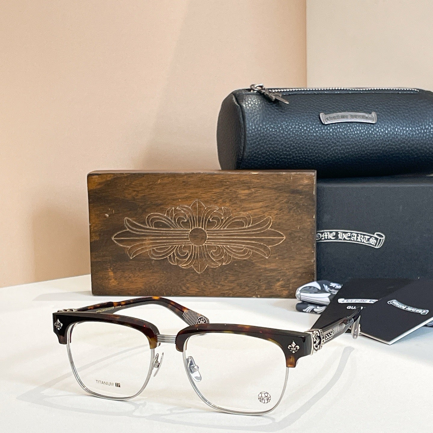 Inspired Chrome Hearts CH6103 Eyeglasses – Oversized Square Half-Rim (1:1 Mirror Quality)