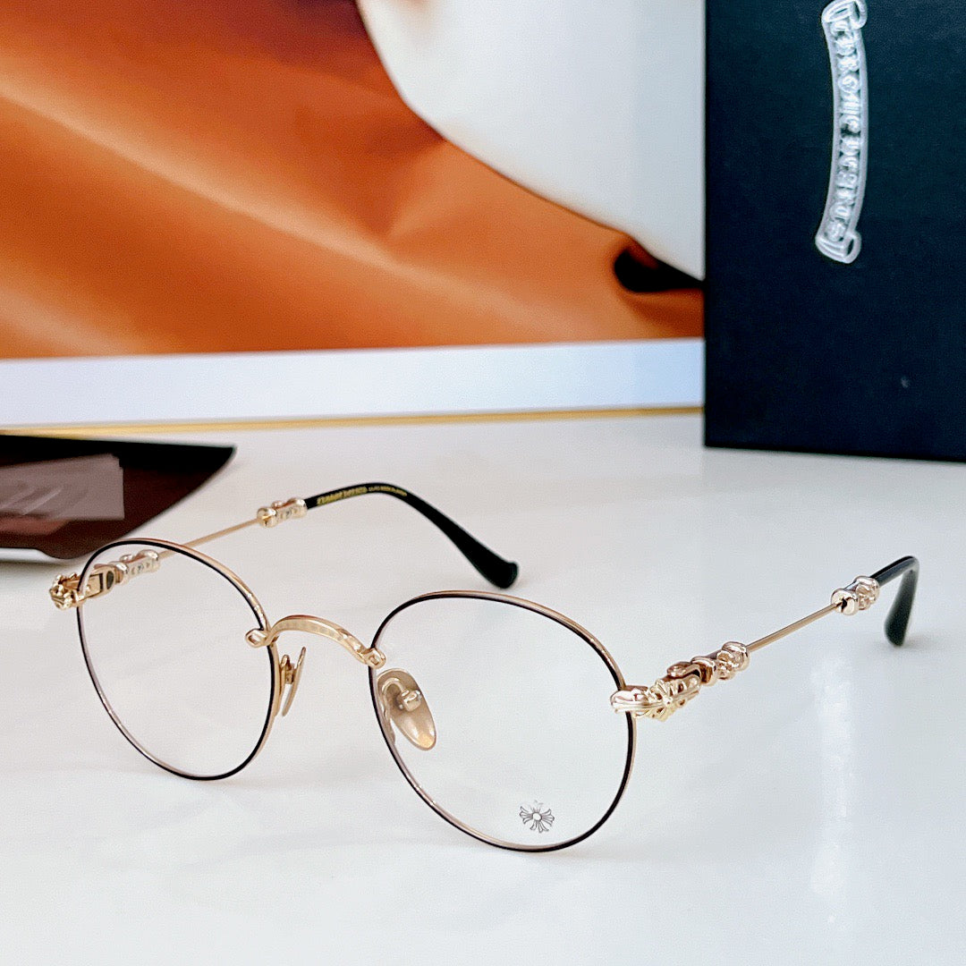 Inspired Chrome Hearts BUBBA-A – Round Metal Eyeglasses (1:1 Mirror Quality)