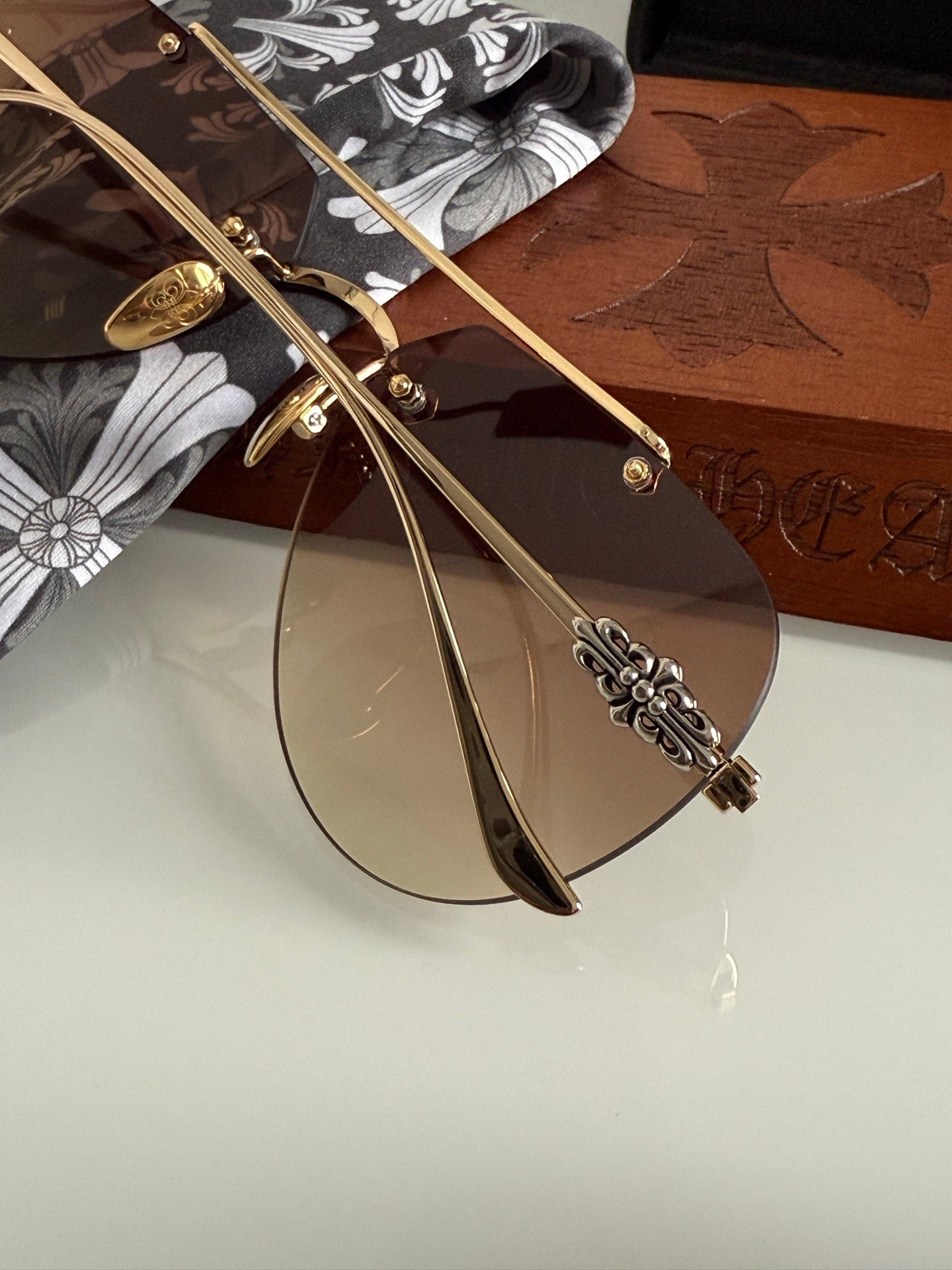 Inspired Chrome Hearts CH8177 – Rimless Double-Bridge Sunglasses (1:1 Mirror Quality)