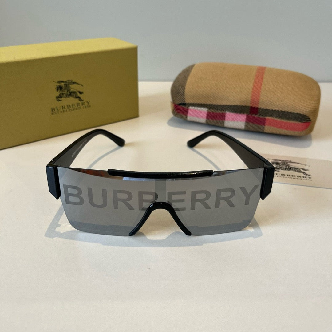 Inspired Burberry BE4291 – Oversized Shield Sunglasses (1:1 Mirror Quality)- Silver Grey