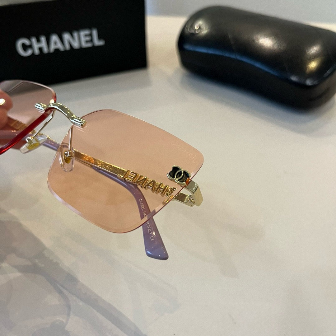 Inspired Chanel 68071 – Rimless Pink Sunglasses with Logo Temples (1:1 Mirror Quality)