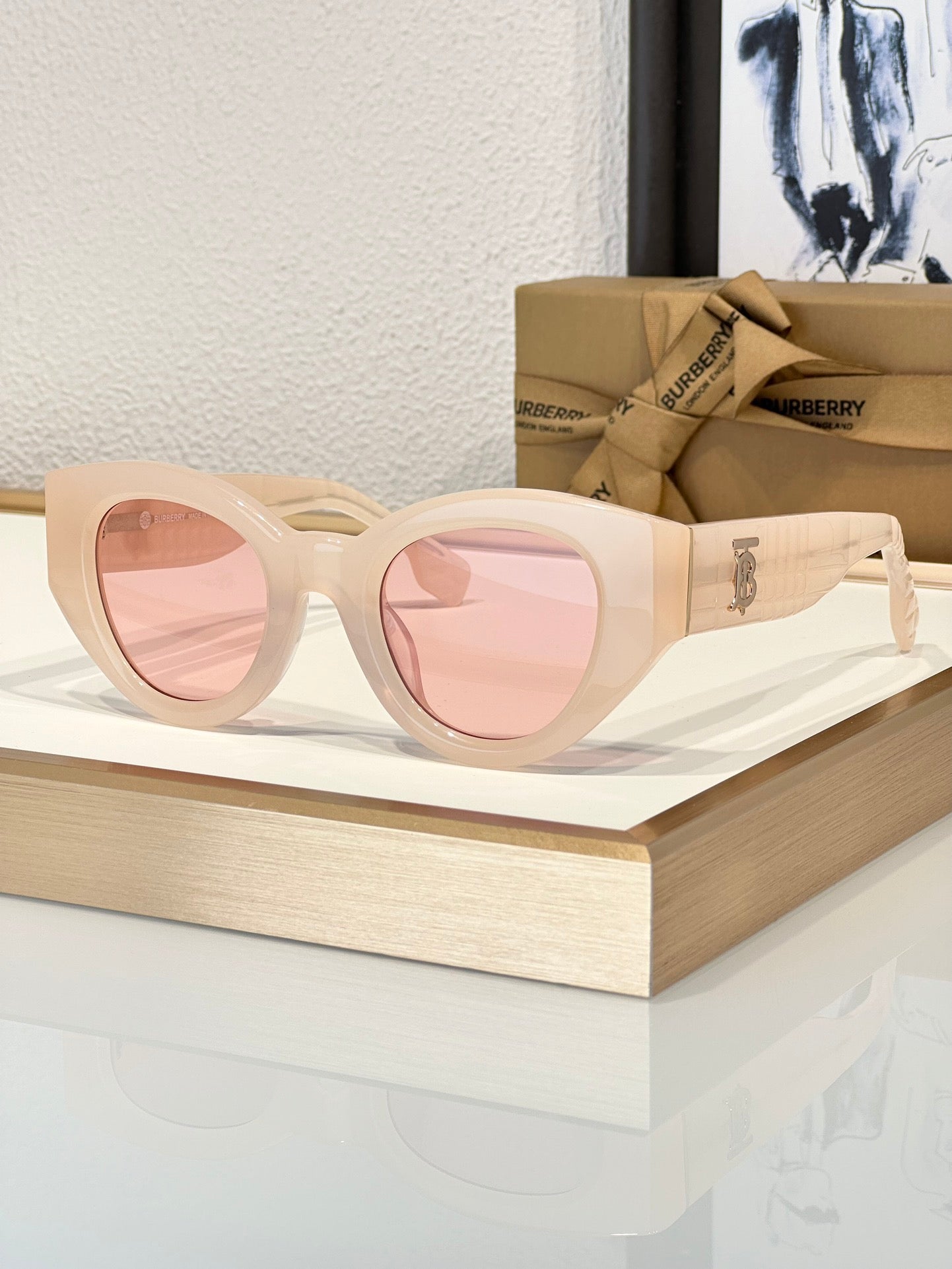 Inspired Burberry B4390 – Transparent Pink Cat-Eye Sunglasses (1:1 Mirror Quality)