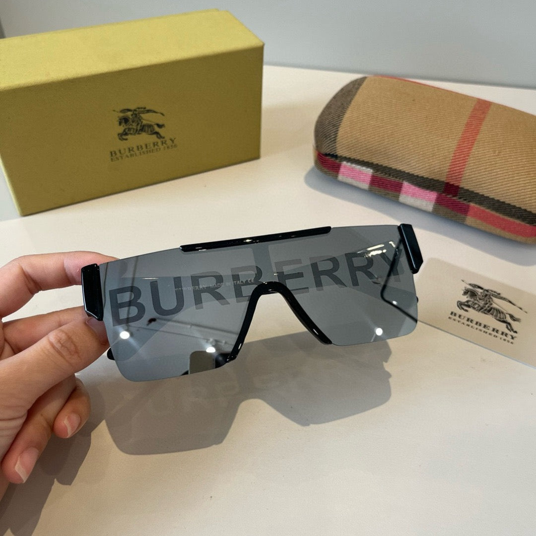 Inspired Burberry BE4291 – Oversized Shield Sunglasses (1:1 Mirror Quality)- Silver Grey