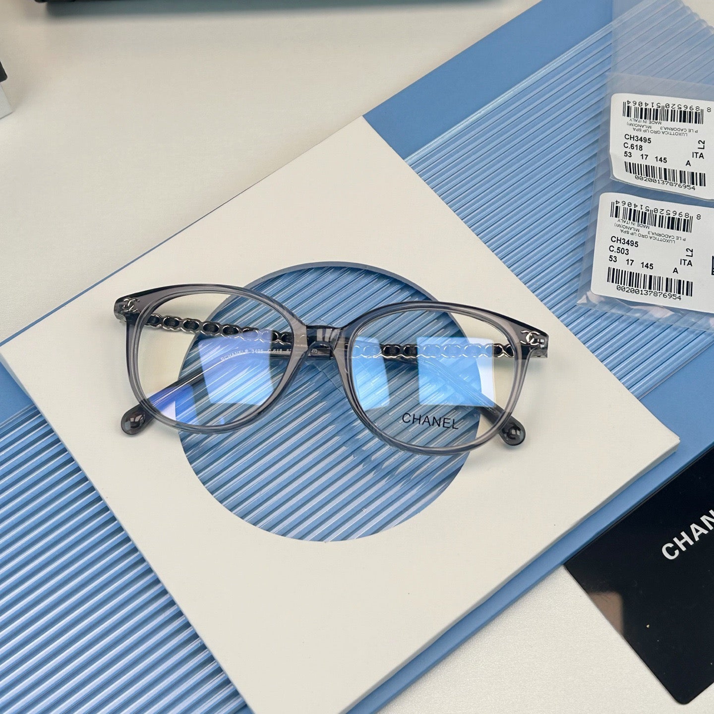 Inspired Chanel CH3495 – Vintage Cat-Eye Eyeglasses with Chain Detail (1:1 Mirror Quality)