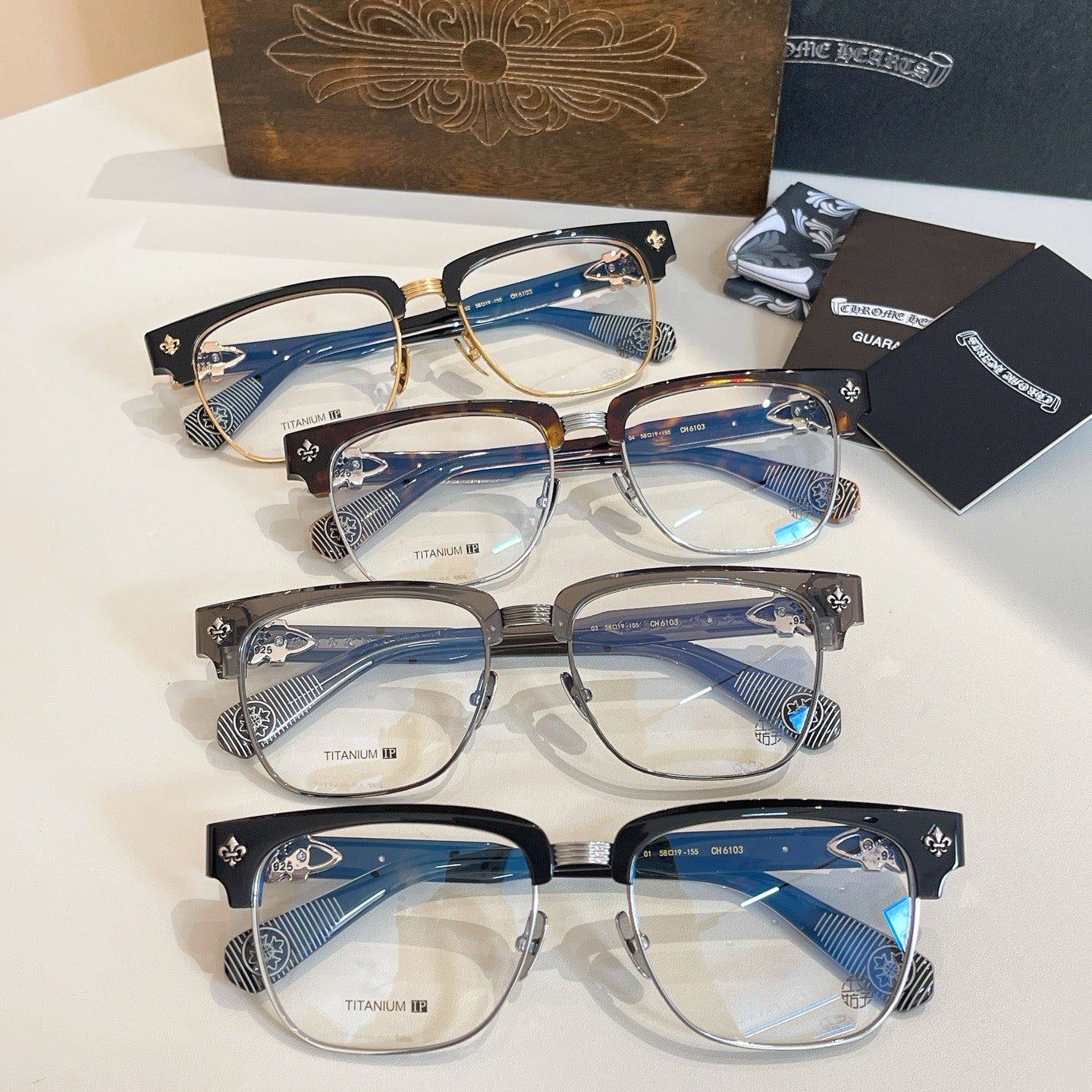 Inspired Chrome Hearts CH6103 Eyeglasses – Oversized Square Half-Rim (1:1 Mirror Quality)