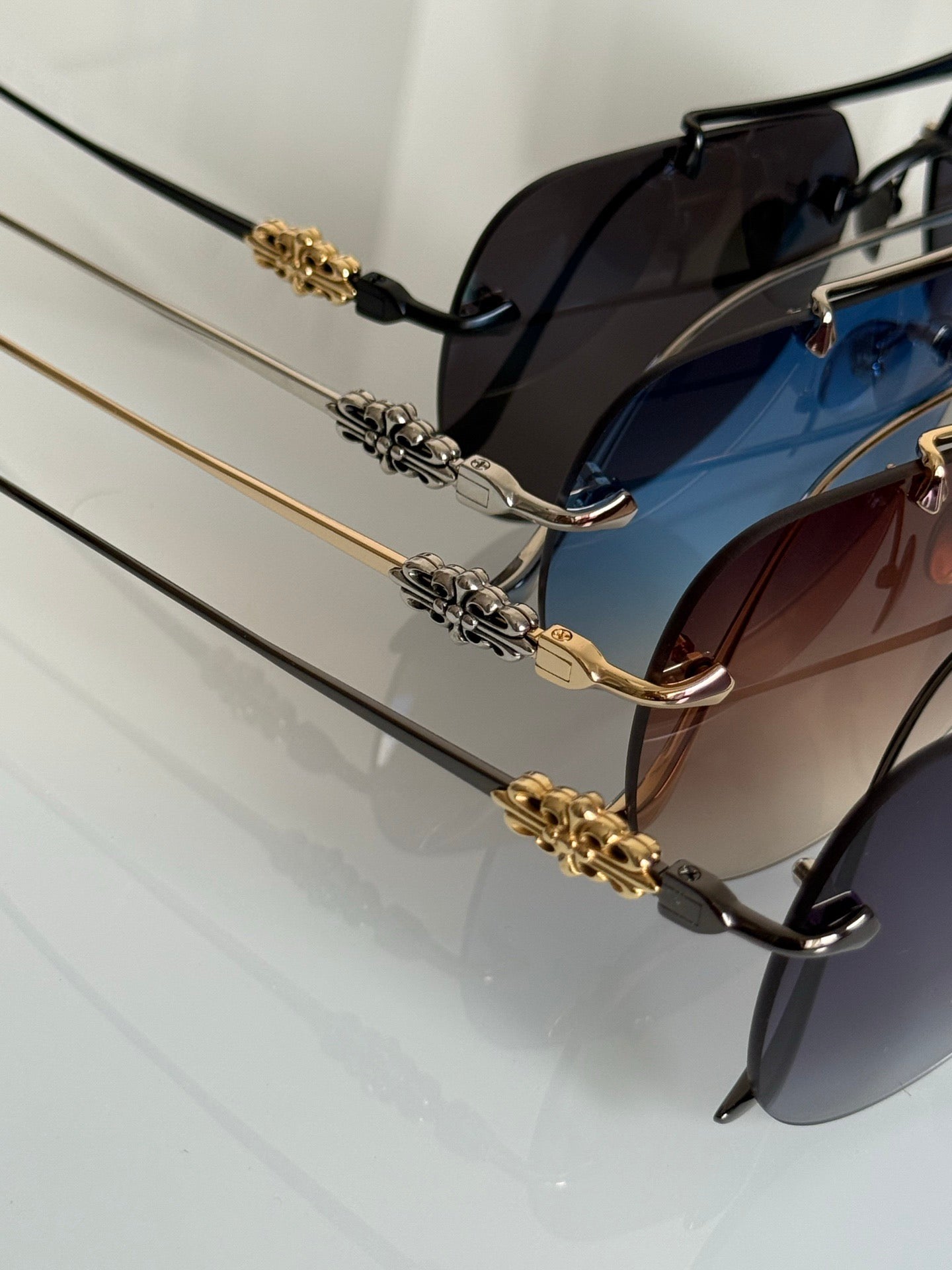 Inspired Chrome Hearts CH8177 – Rimless Double-Bridge Sunglasses (1:1 Mirror Quality)