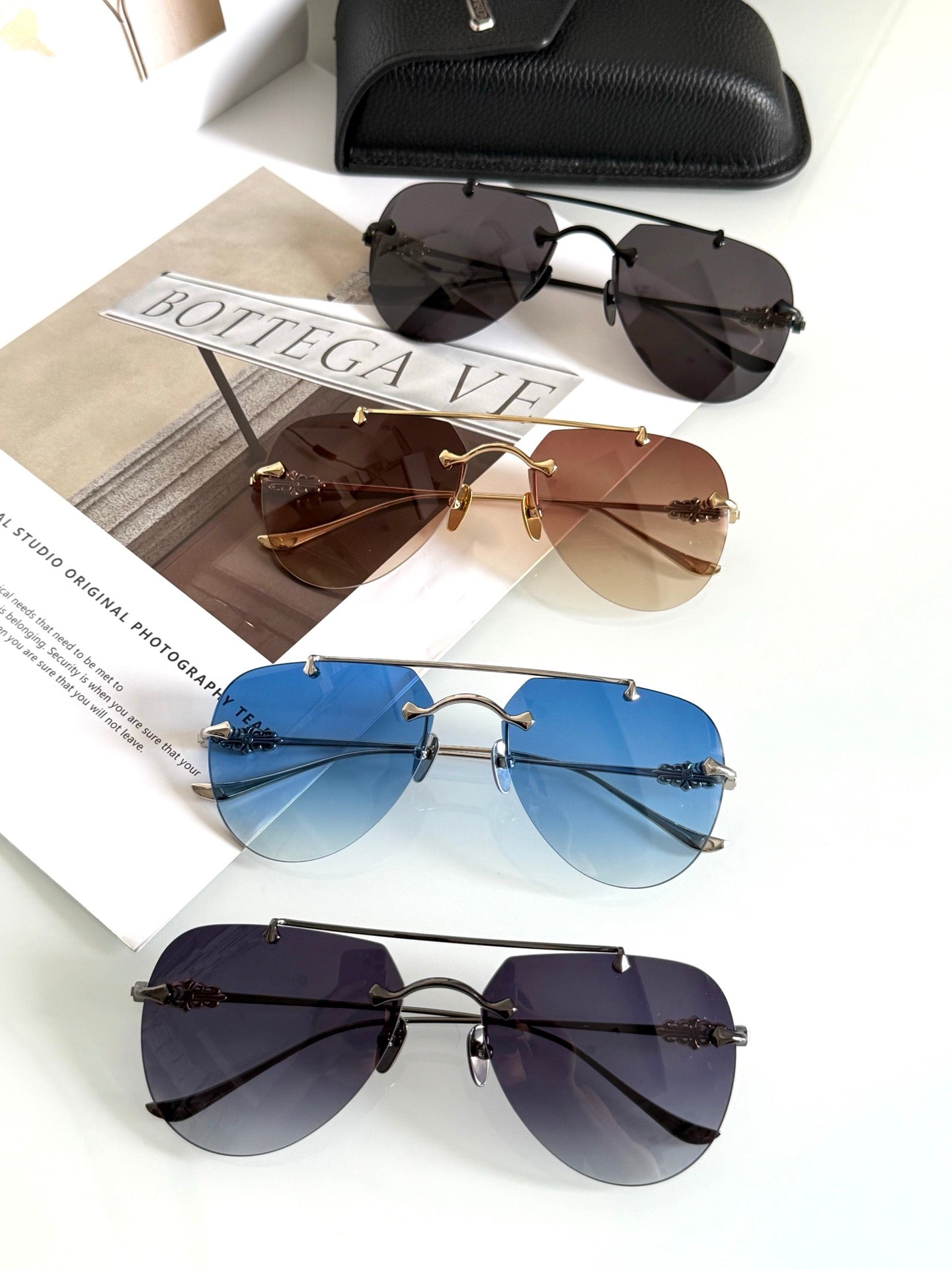 Inspired Chrome Hearts CH8177 – Rimless Double-Bridge Sunglasses (1:1 Mirror Quality)