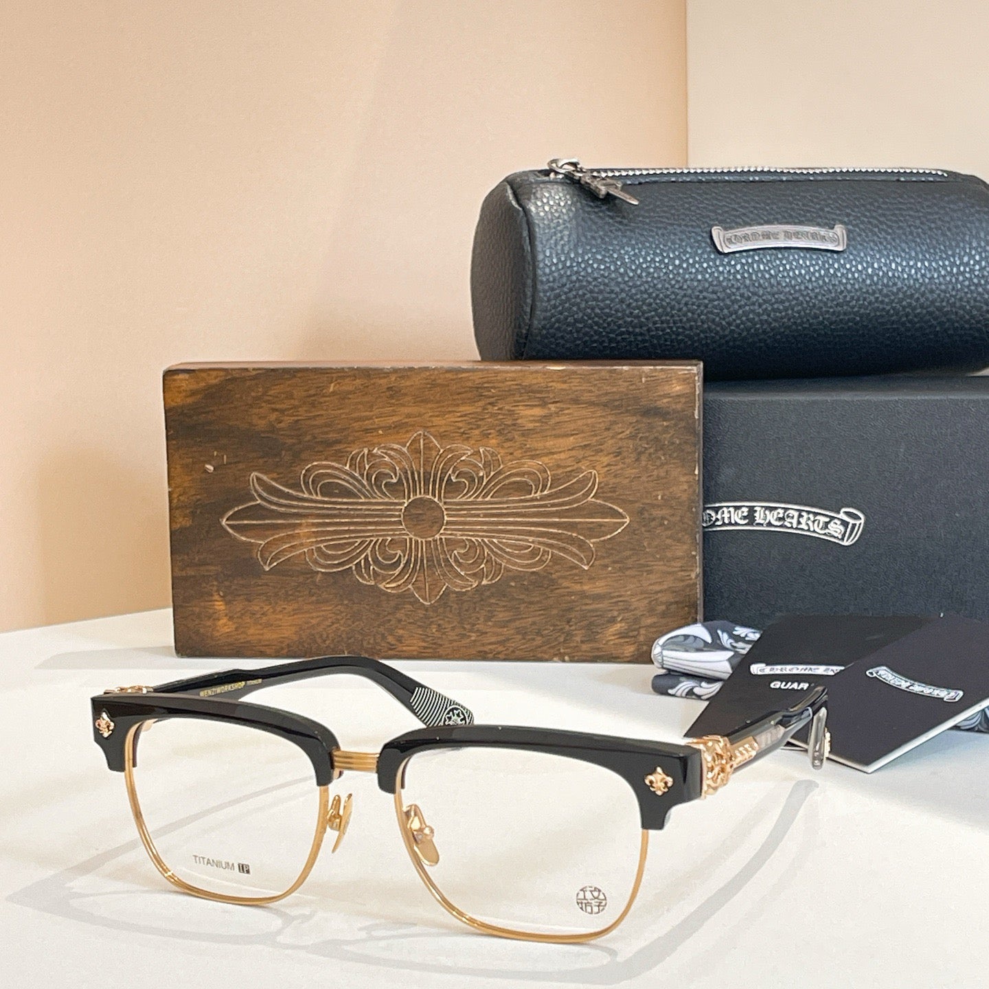 Inspired Chrome Hearts CH6103 Eyeglasses – Oversized Square Half-Rim (1:1 Mirror Quality)
