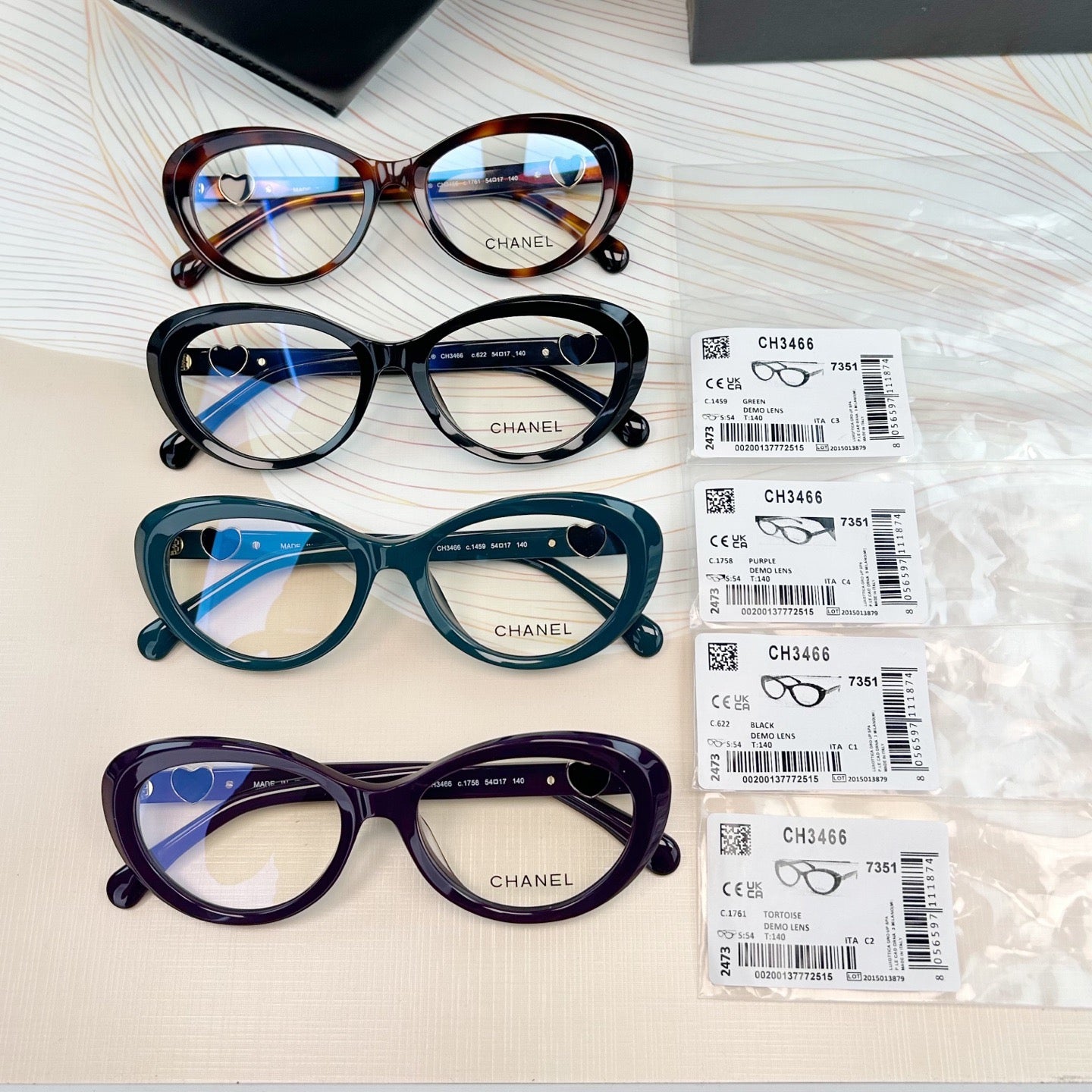 Inspired Chanel CH3466 – Cat-Eye Eyeglasses with Heart Temples (1:1 Mirror Quality)