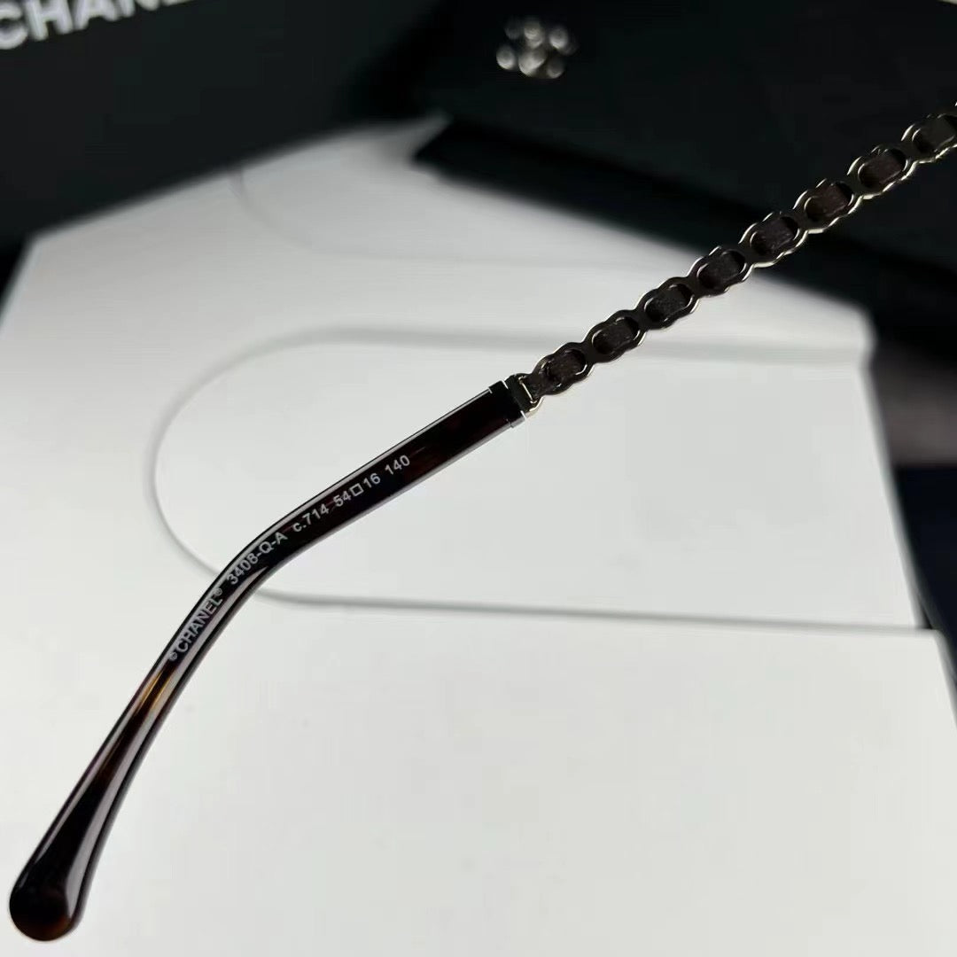 Inspired Chanel 3408-Q-A – Cat-Eye Eyeglasses with Braided Temple Design (1:1 Mirror Quality)