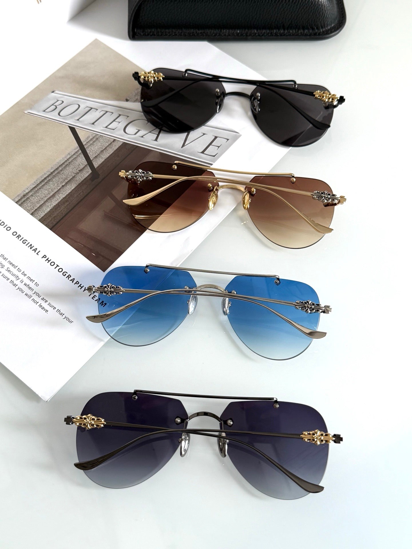 Inspired Chrome Hearts CH8177 – Rimless Double-Bridge Sunglasses (1:1 Mirror Quality)
