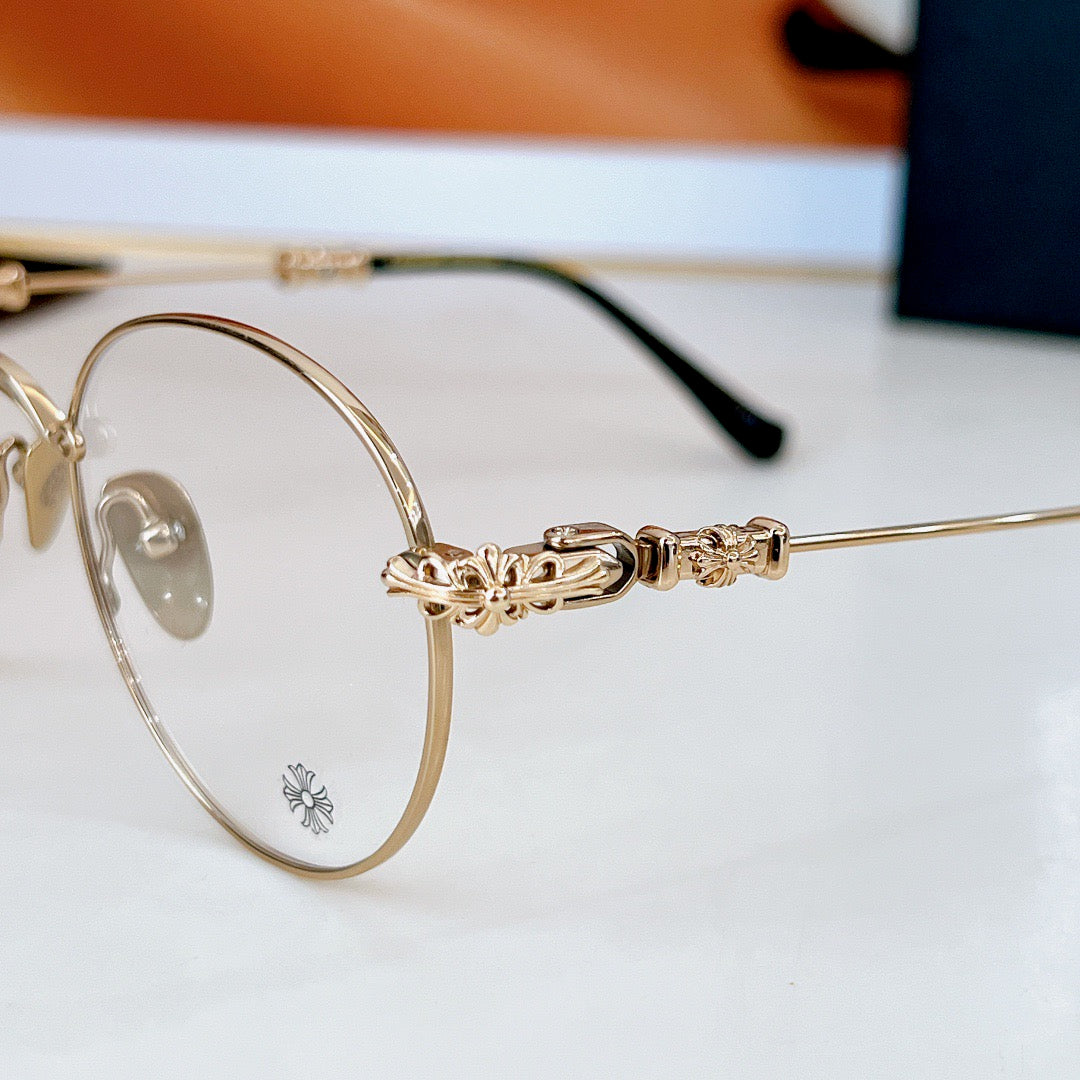 Inspired Chrome Hearts BUBBA-A – Round Metal Eyeglasses (1:1 Mirror Quality)