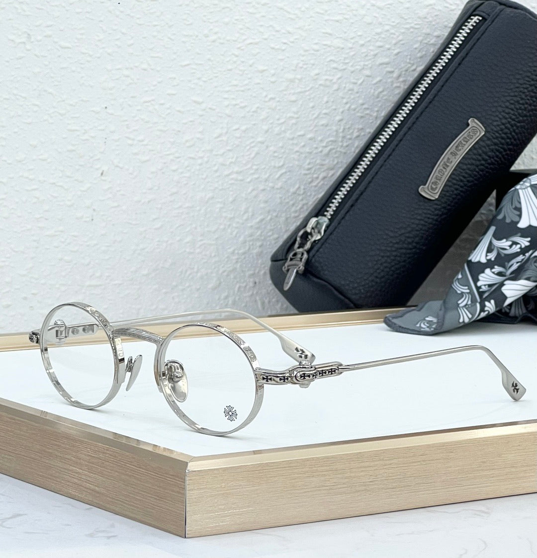 Inspired Chrome Hearts HONEYDIPPED – Round Optical Glasses with Gothic Detailing (1:1 Mirror Quality)