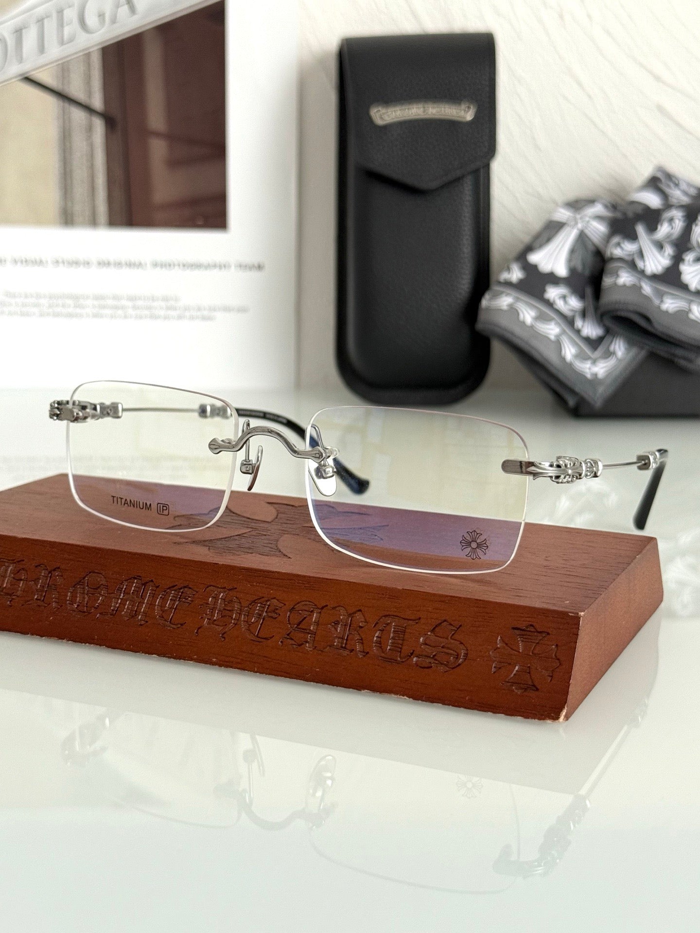 Chrome Hearts Pills III – Rimless Titanium Eyeglasses (1:1 Mirror Quality)
