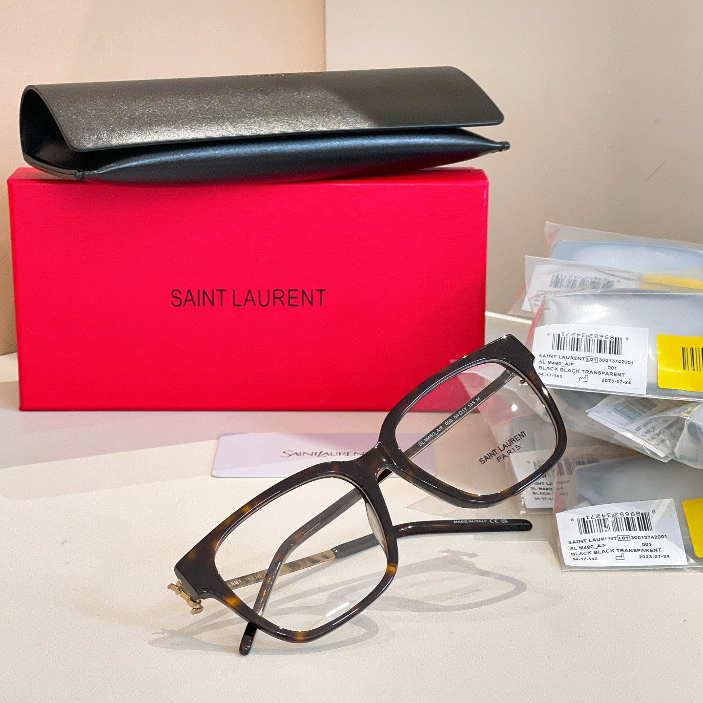 Inspired Saint Laurent SL M480-A/F – Refined Square Optical Eyeglasses (1:1 Mirror Quality)- Brown Tortoise