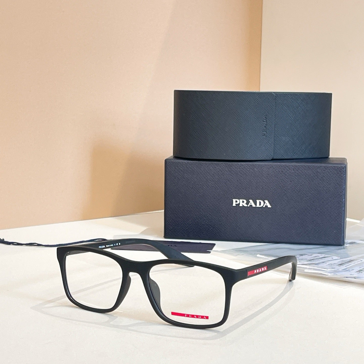 Inspired Prada VPR 01Q – Rectangular Black Eyeglasses (1:1 Mirror Quality)