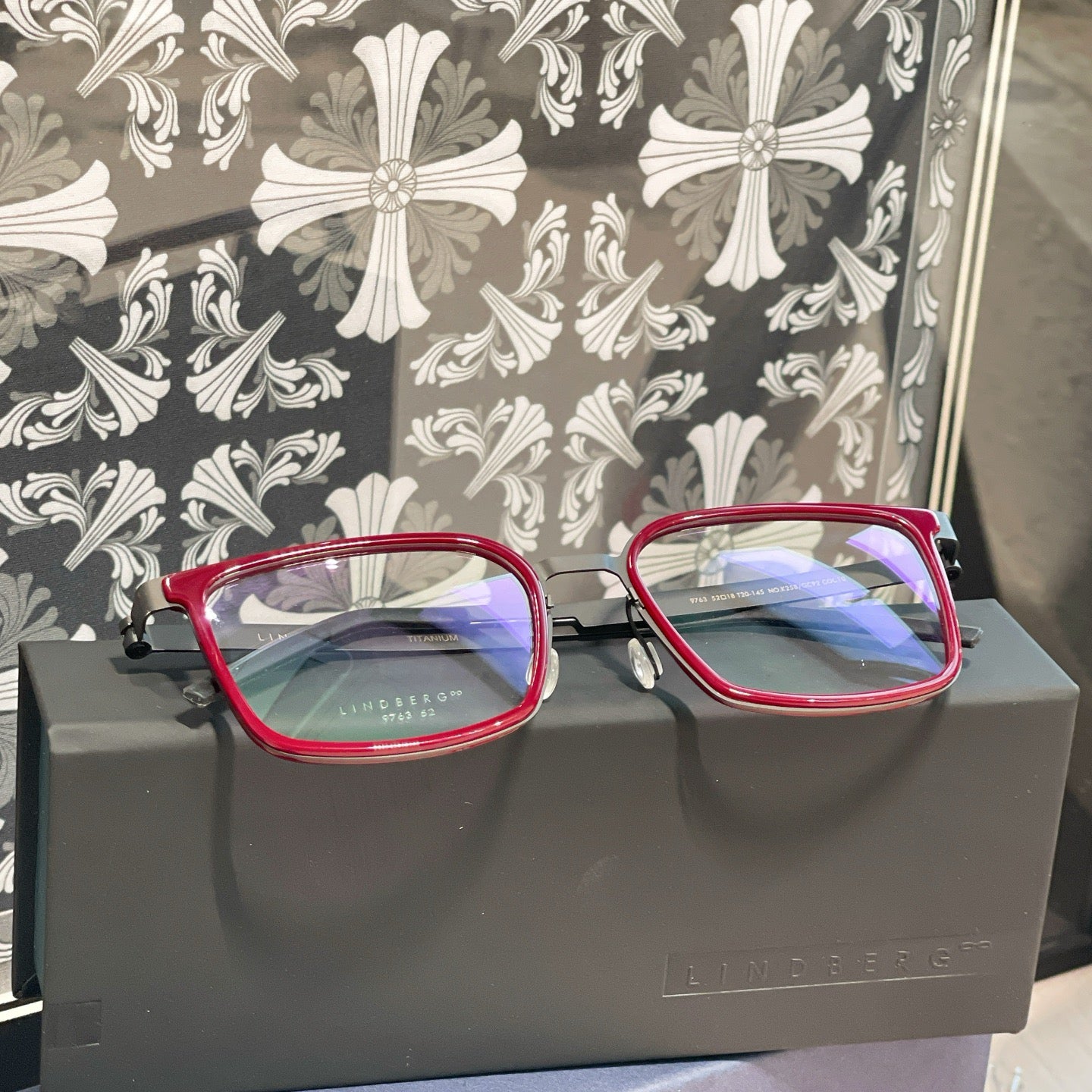 Inspired Lindberg 9763 – Bold Square Red Acetate Titanium Eyeglasses (1:1 Mirror Quality)