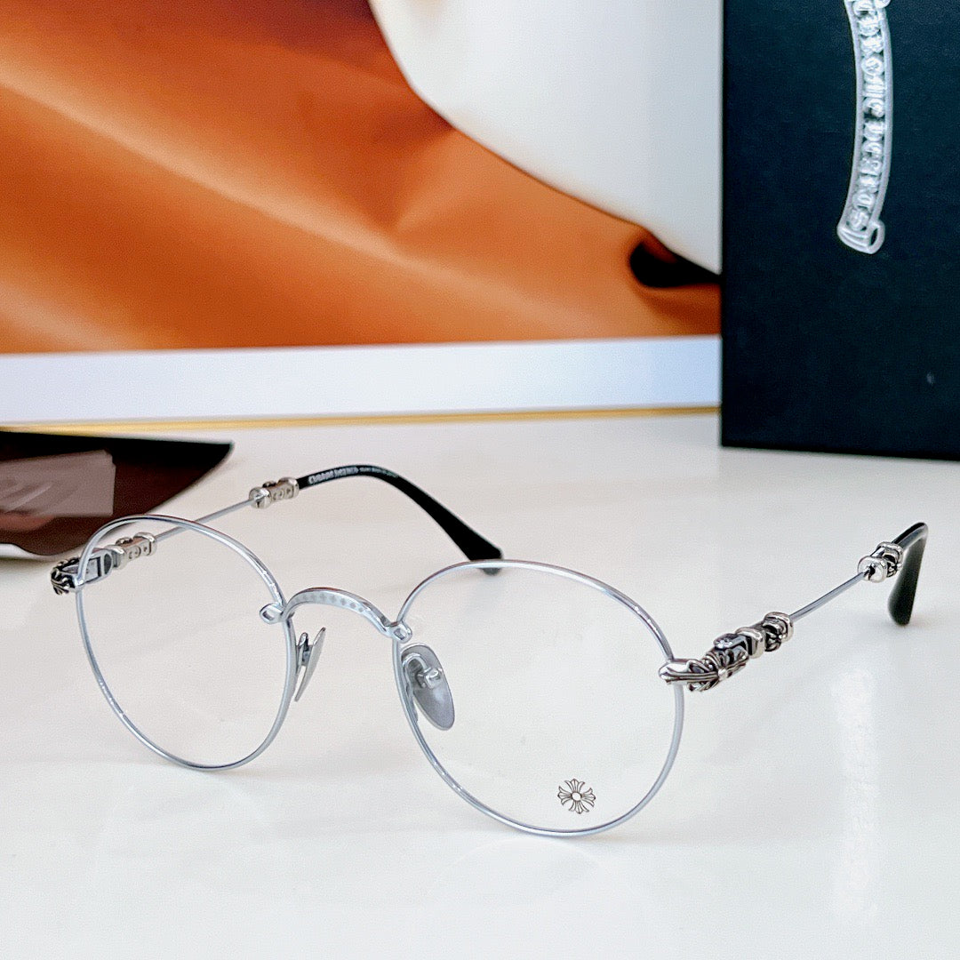Inspired Chrome Hearts BUBBA-A – Round Metal Eyeglasses (1:1 Mirror Quality)