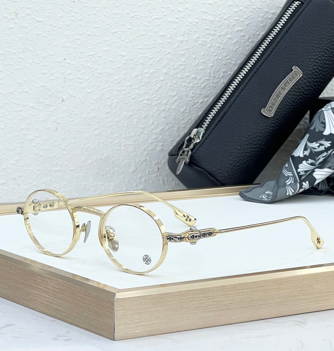 Inspired Chrome Hearts HONEYDIPPED – Round Optical Glasses with Gothic Detailing (1:1 Mirror Quality)