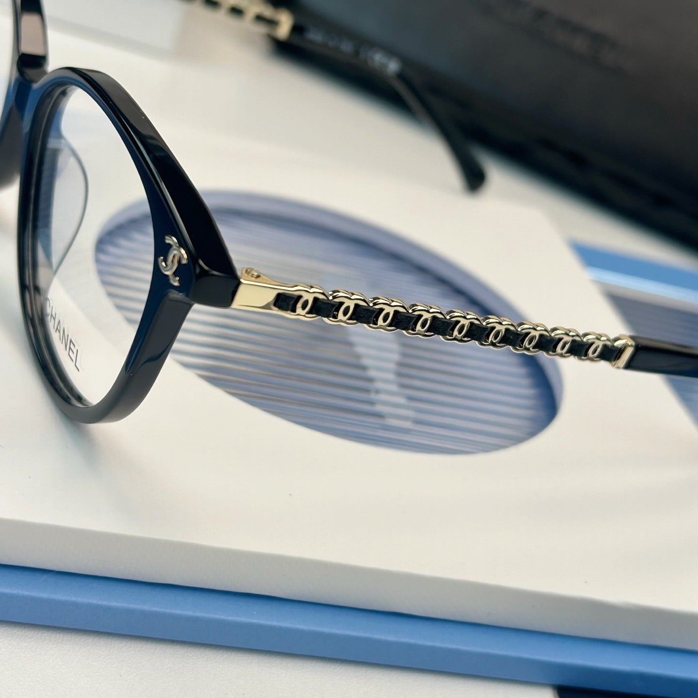 Inspired Chanel CH3495 – Vintage Cat-Eye Eyeglasses with Chain Detail (1:1 Mirror Quality)