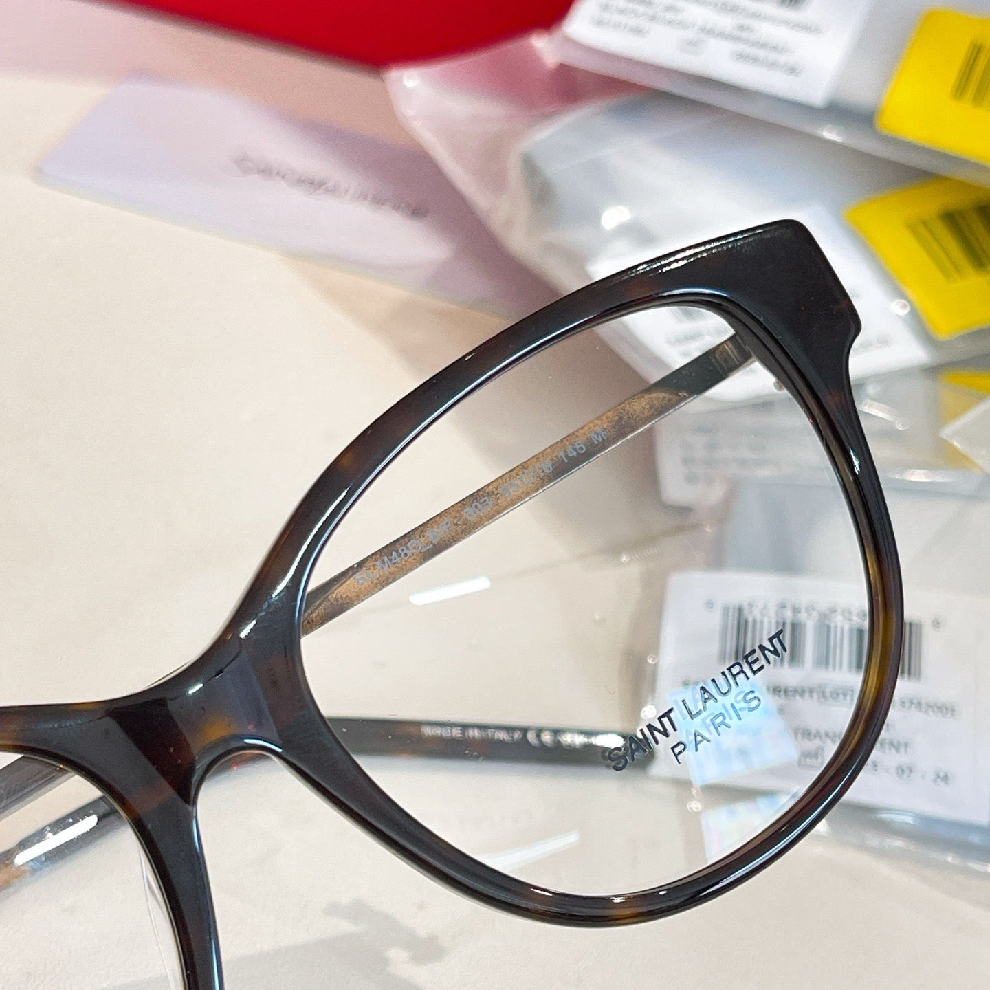 Inspired Saint Laurent SL M480-B/F – Elegant Square Optical Eyeglasses (1:1 Mirror Quality)- Brown Tortoise