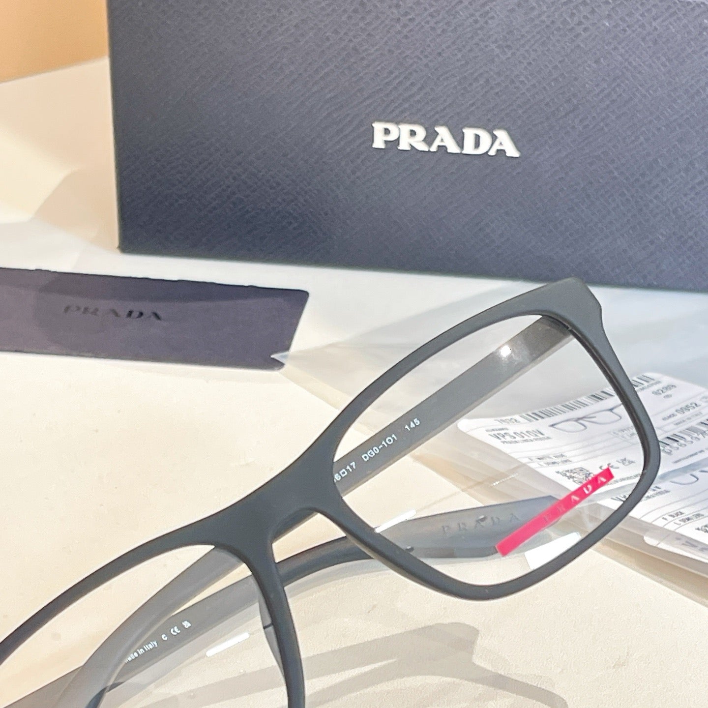 Inspired Prada VPR 01Q – Rectangular Black Eyeglasses (1:1 Mirror Quality)