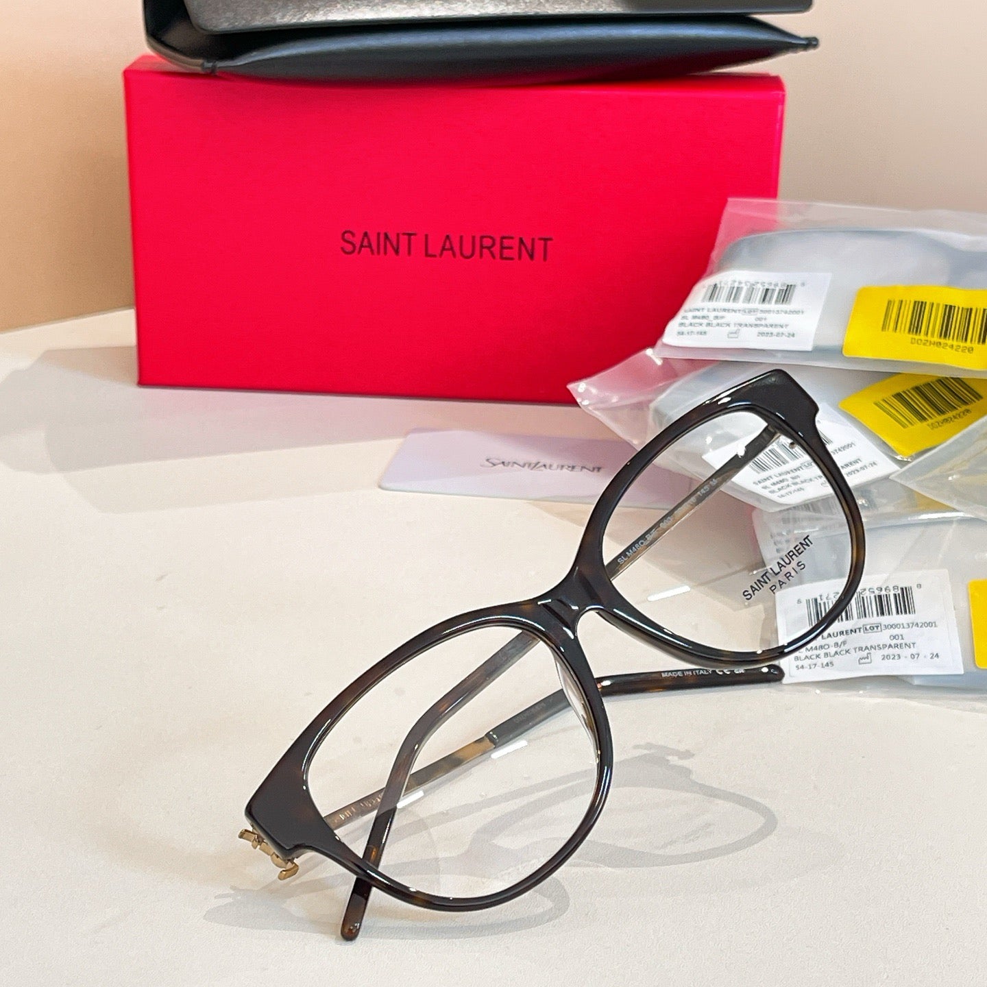Inspired Saint Laurent SL M480-B/F – Elegant Square Optical Eyeglasses (1:1 Mirror Quality)- Brown Tortoise