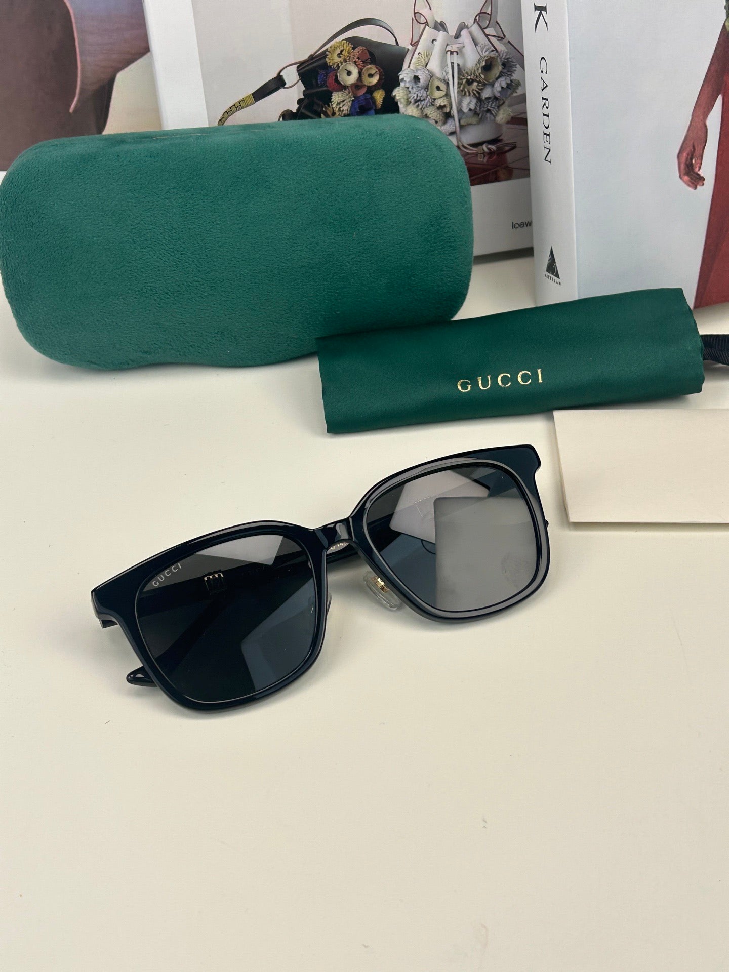 Inspired Gucci GG1498SK – Retro Square Sunglasses with Stripe Temples