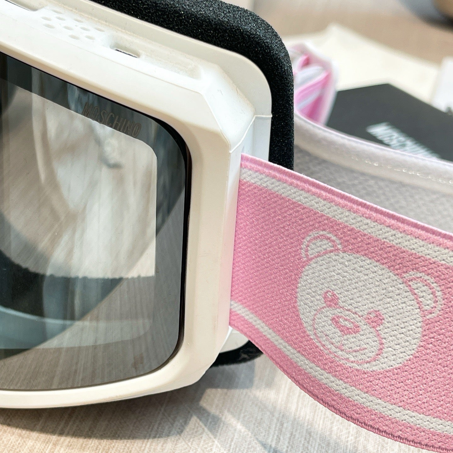 Inspired Moschino Ski Goggles – Pink Teddy Strap (Unisex)