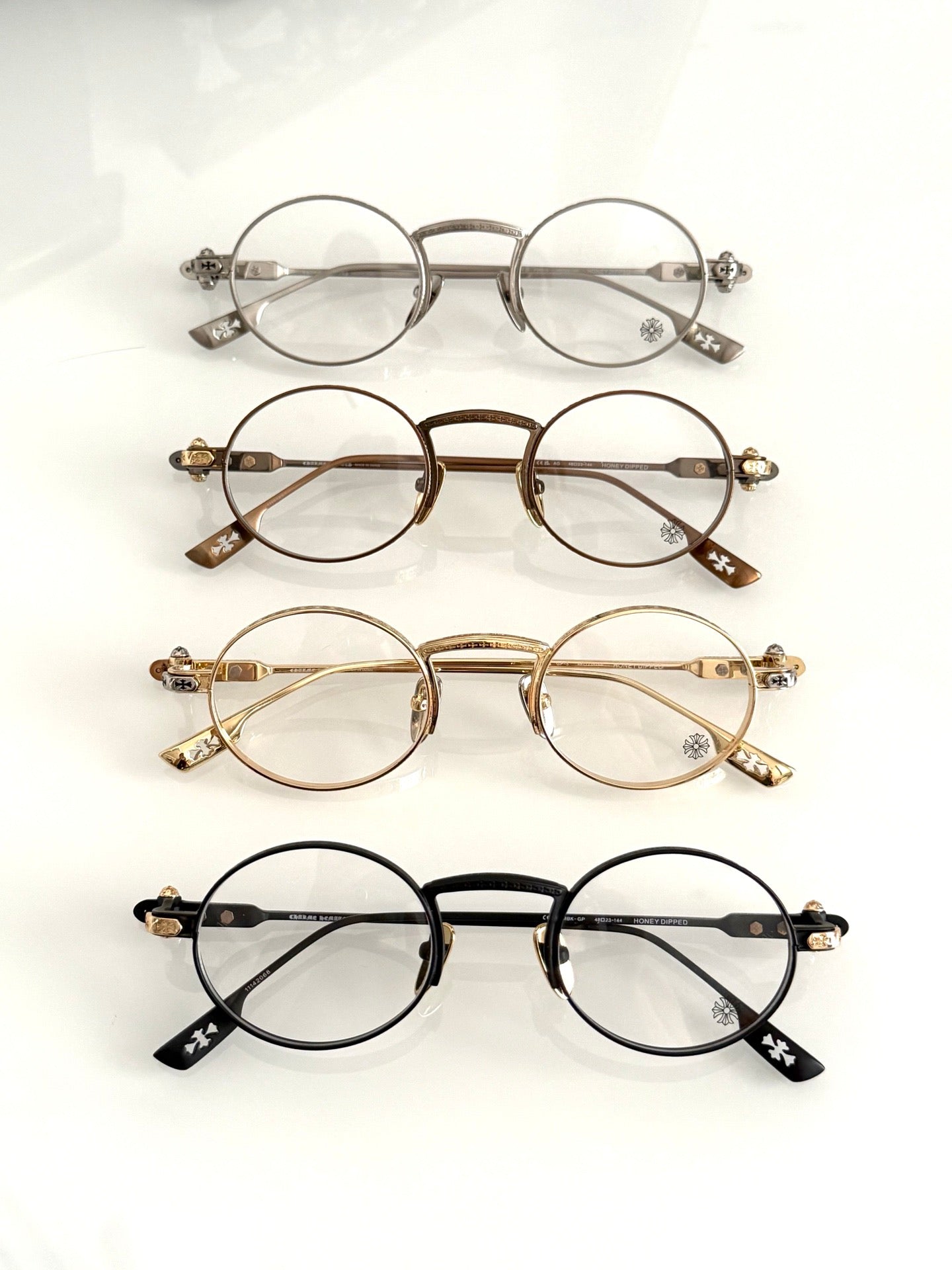 Inspired Chrome Hearts HONEYDIPPED – Round Optical Glasses with Gothic Detailing (1:1 Mirror Quality)