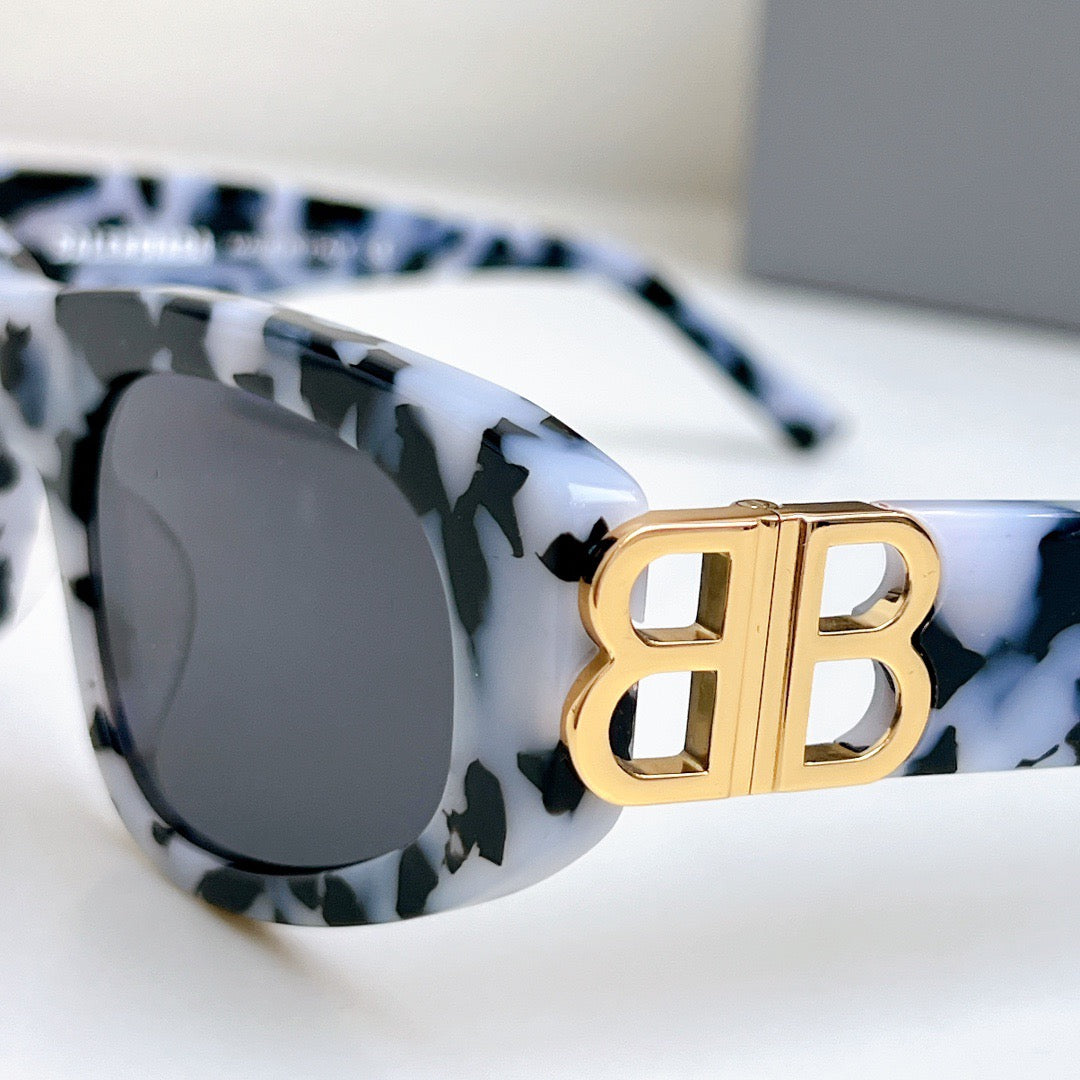 Inspired Balenciaga BB0095 – Camouflage Rectangle Sunglasses with Gold Logo (1:1 Mirror Quality)