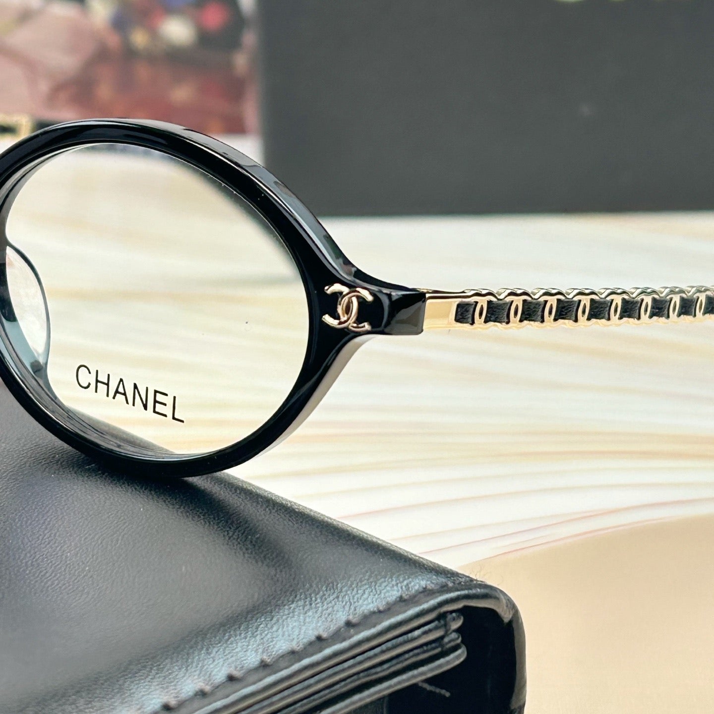 Inspired Chanel CH3476 – Oval Eyeglasses with Chain Temples (1:1 Mirror Quality)