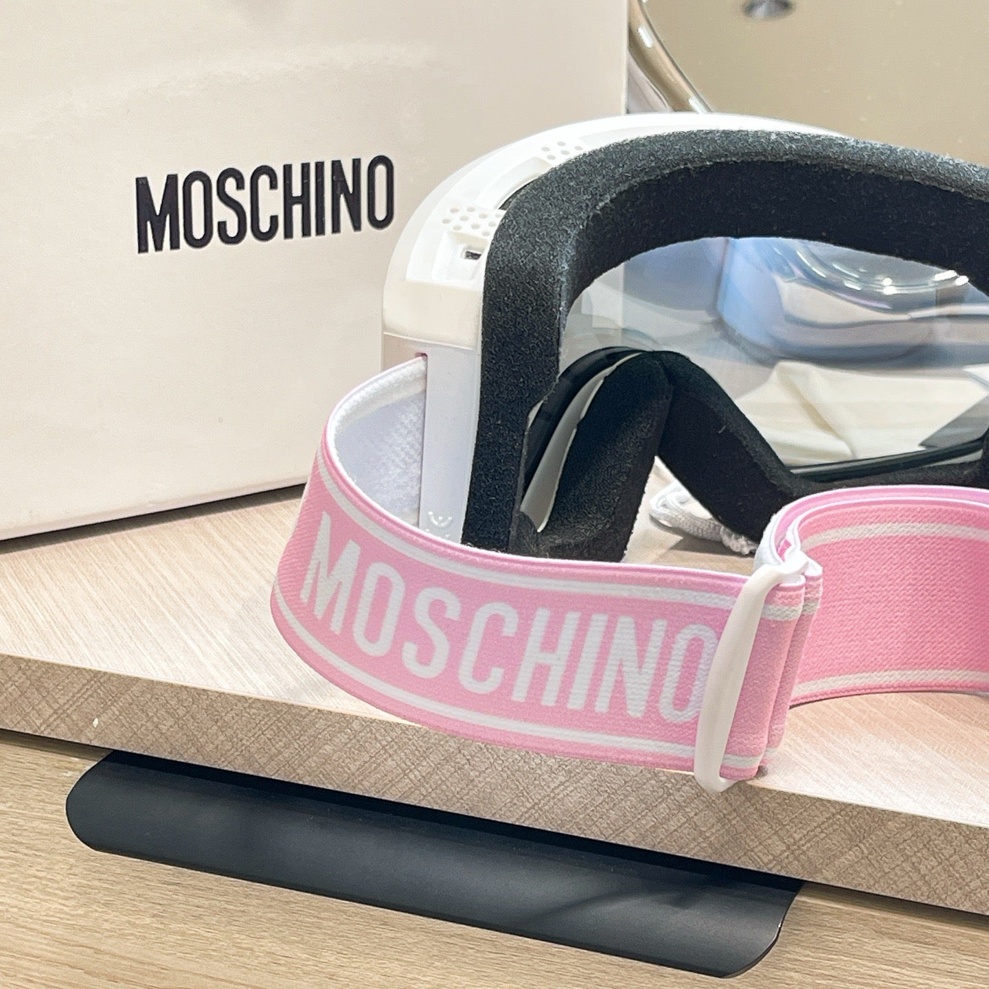 Inspired Moschino Ski Goggles – Pink Teddy Strap (Unisex)