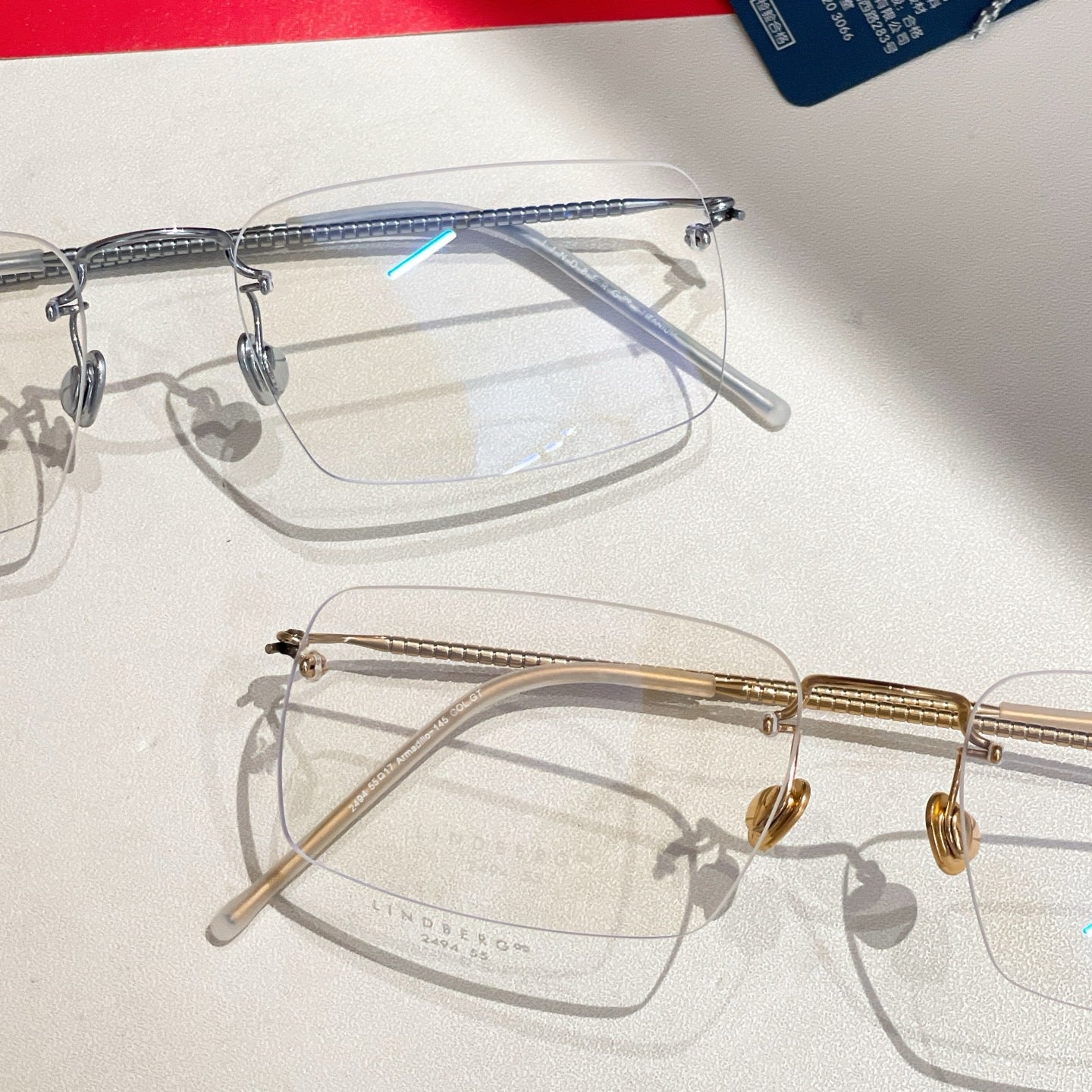 Inspired Lindberg 2494 – Rimless Rectangular Titanium Eyeglasses (1:1 Mirror Quality, 18K Finish)