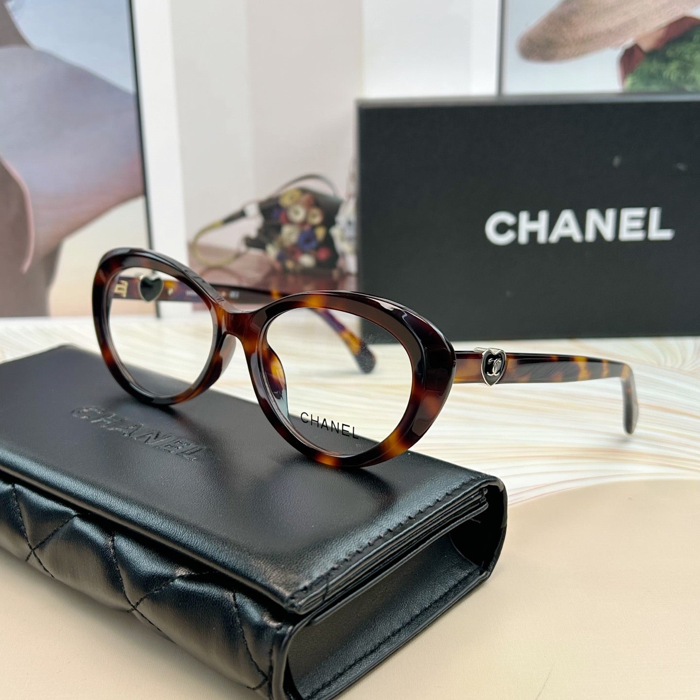 Inspired Chanel CH3466 – Cat-Eye Eyeglasses with Heart Temples (1:1 Mirror Quality)