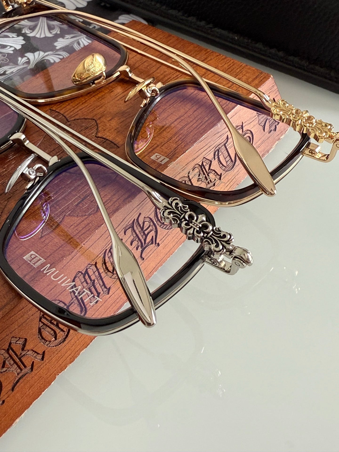 Inspired Chrome Hearts CH8236 – Titanium Rectangular Eyeglasses (1:1 Mirror Quality)