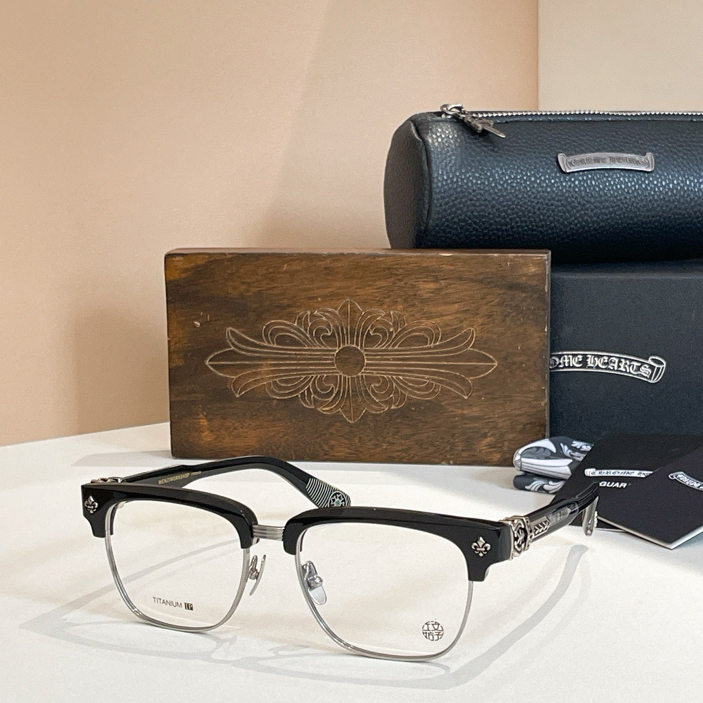 Inspired Chrome Hearts CH6103 Eyeglasses – Oversized Square Half-Rim (1:1 Mirror Quality)