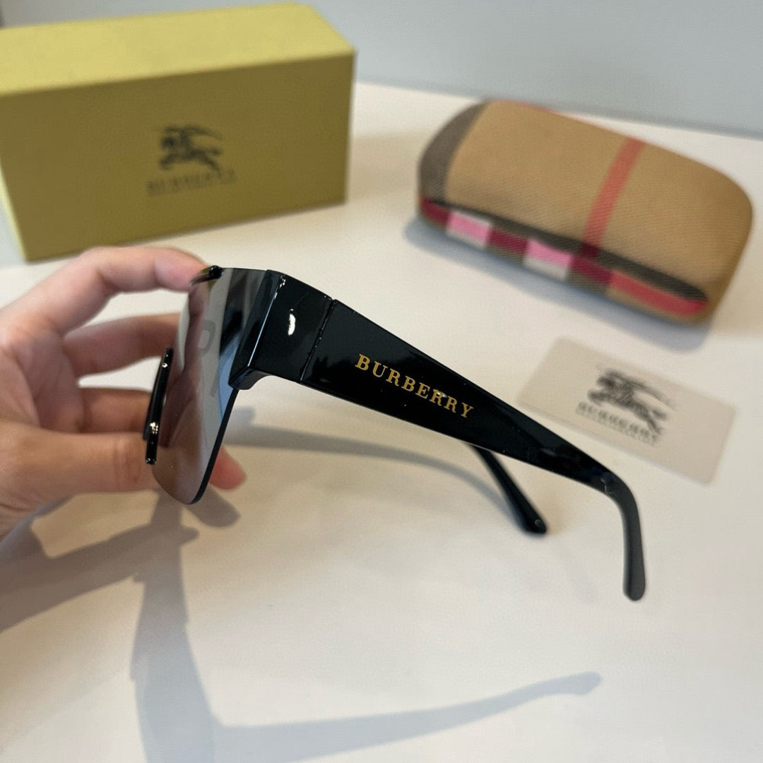 Inspired Burberry BE4291 – Oversized Shield Sunglasses (1:1 Mirror Quality)- Silver Grey
