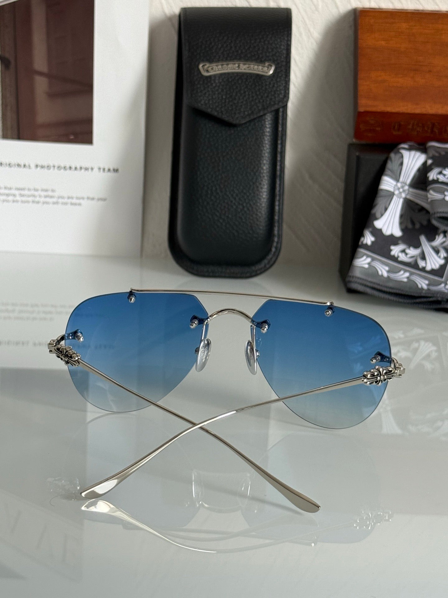 Inspired Chrome Hearts CH8177 – Rimless Double-Bridge Sunglasses (1:1 Mirror Quality)