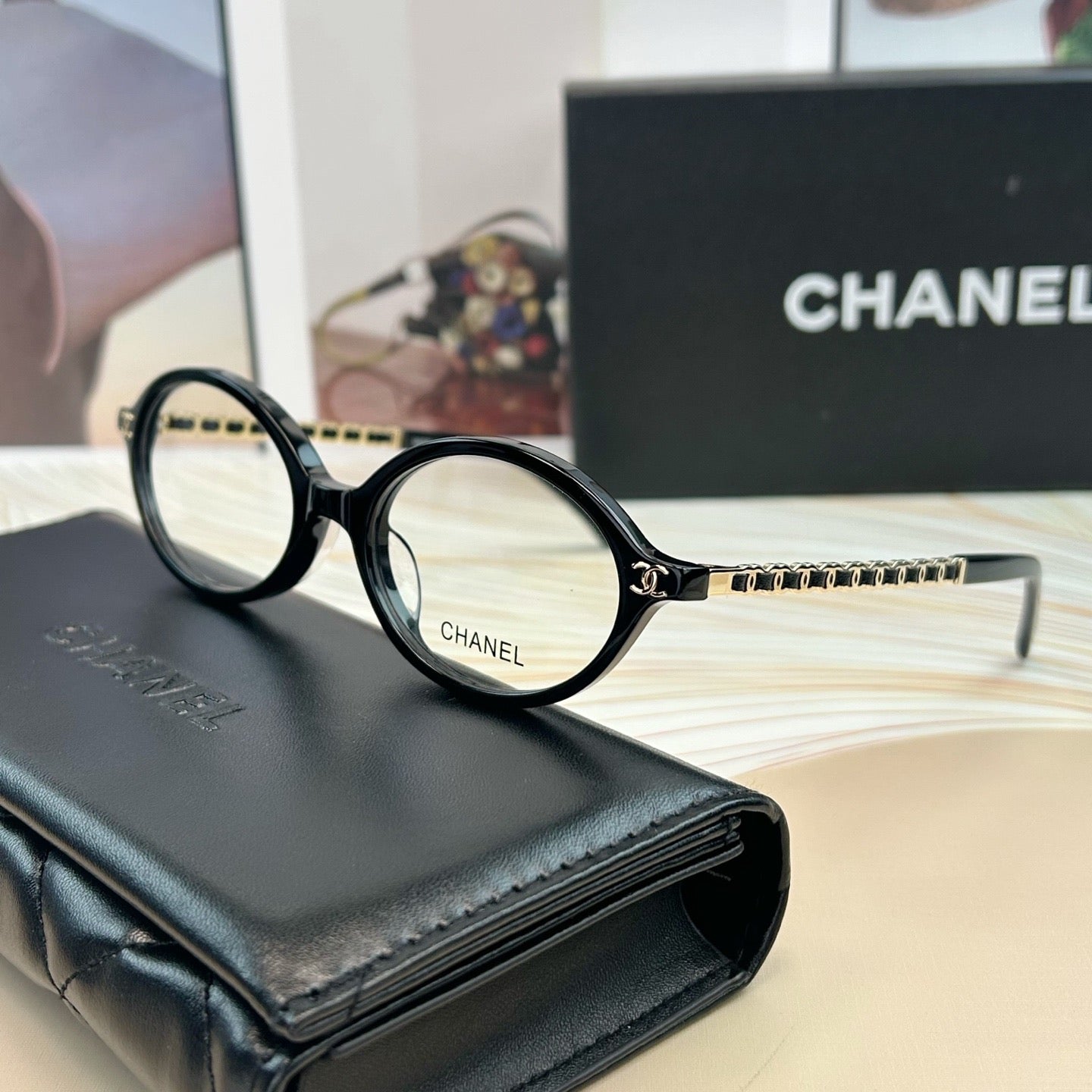 Inspired Chanel CH3476 – Oval Eyeglasses with Chain Temples (1:1 Mirror Quality)