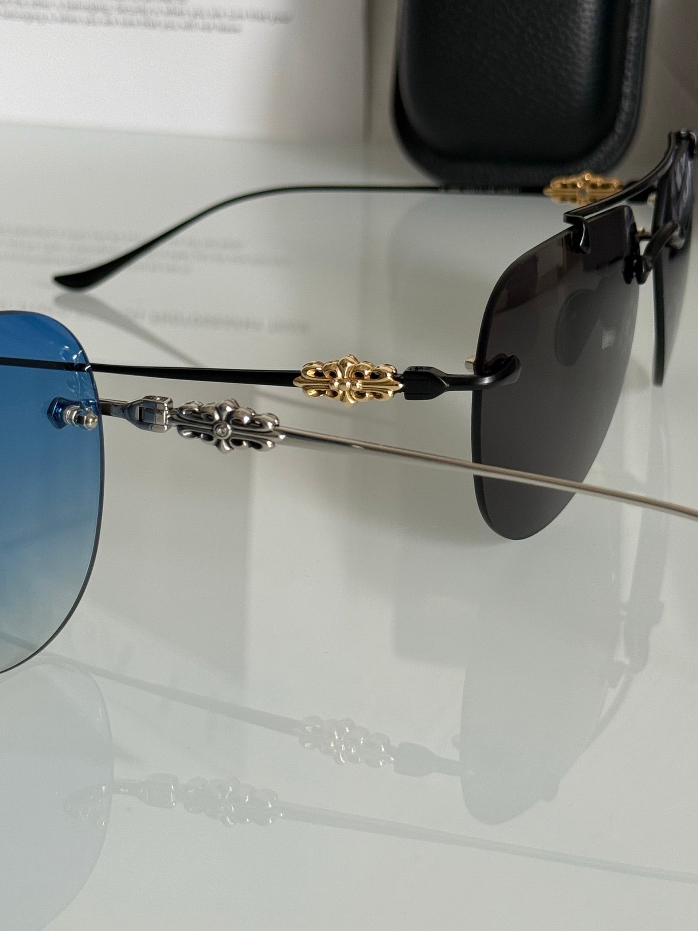Inspired Chrome Hearts CH8177 – Rimless Double-Bridge Sunglasses (1:1 Mirror Quality)