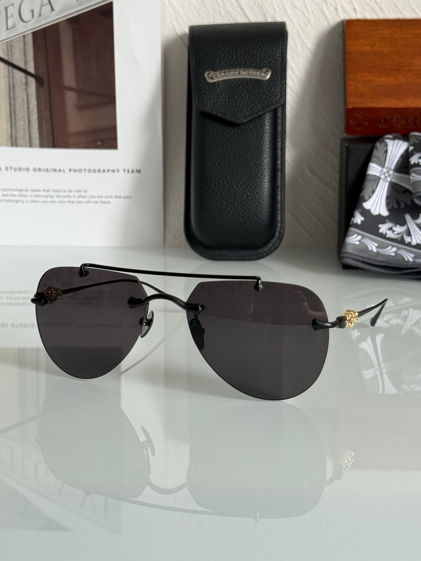 Inspired Chrome Hearts CH8177 – Rimless Double-Bridge Sunglasses (1:1 Mirror Quality)