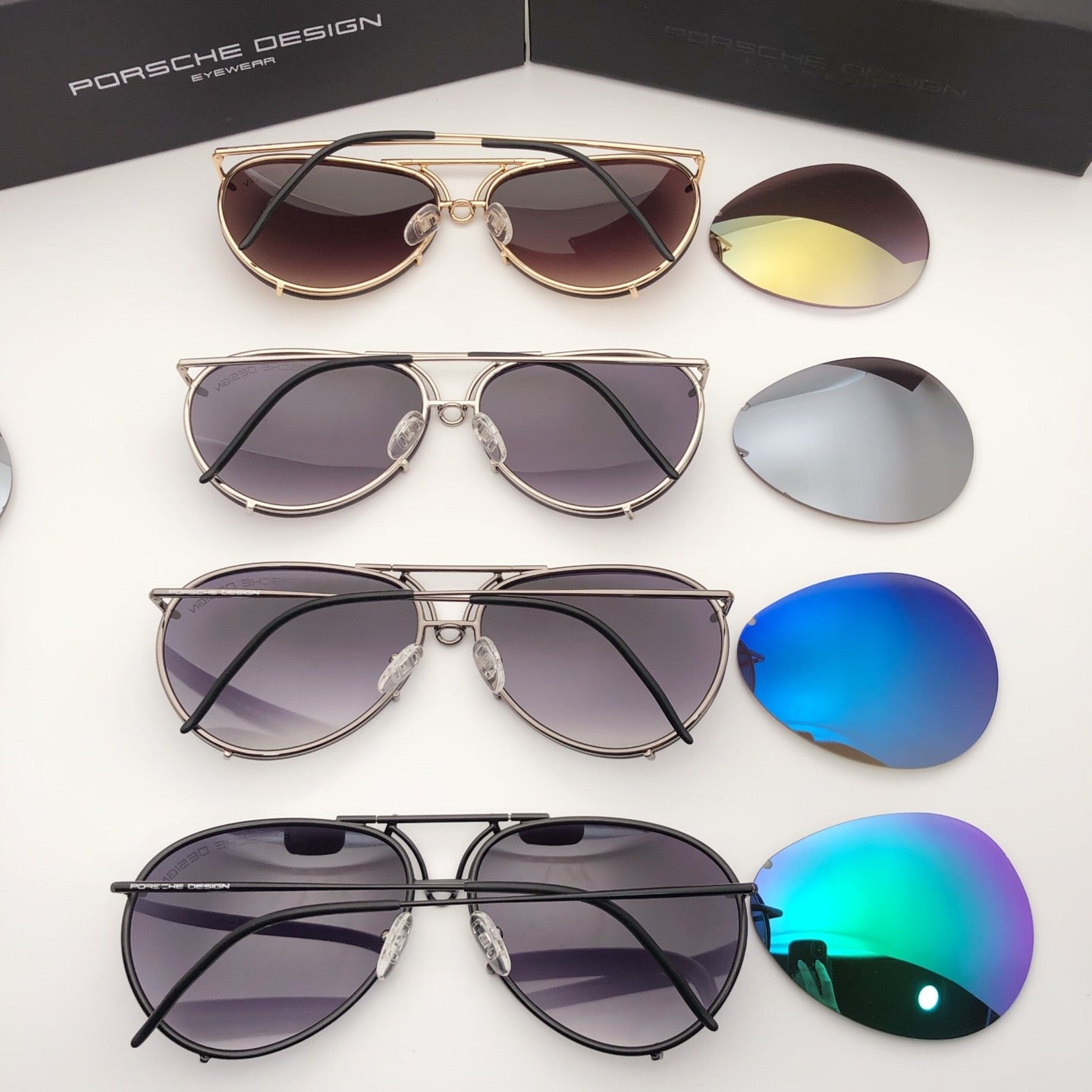 Inspired Porsche Design P’8433 – Interchangeable Lens Aviator Sunglasses (1:1 Mirror Quality)