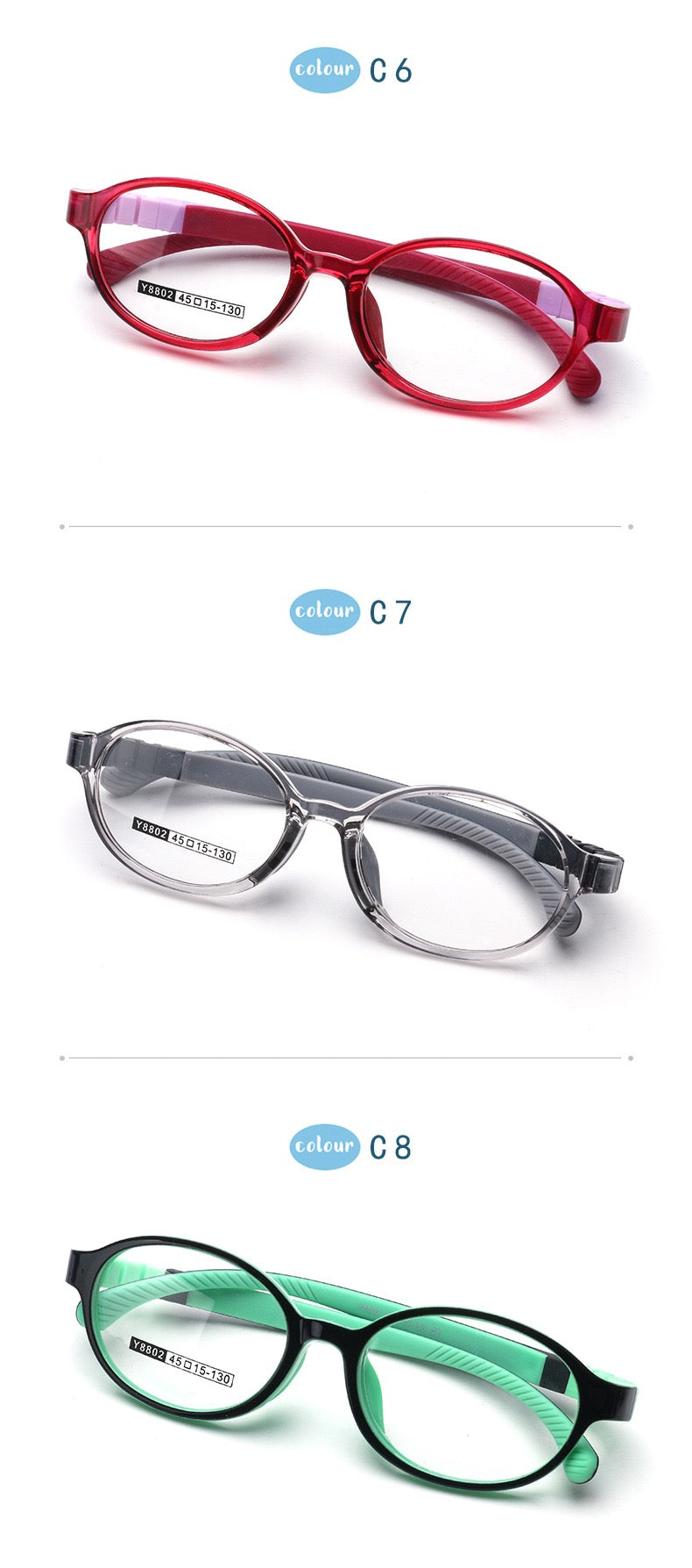 Kids Lightweight Eyeglass Frame – Model T8802 (Ages 6–12)