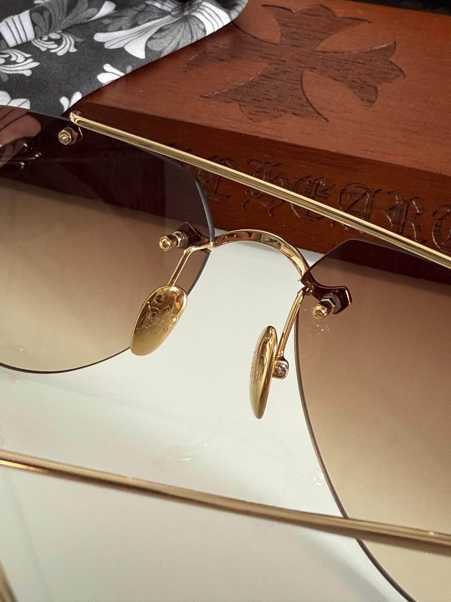 Inspired Chrome Hearts CH8177 – Rimless Double-Bridge Sunglasses (1:1 Mirror Quality)