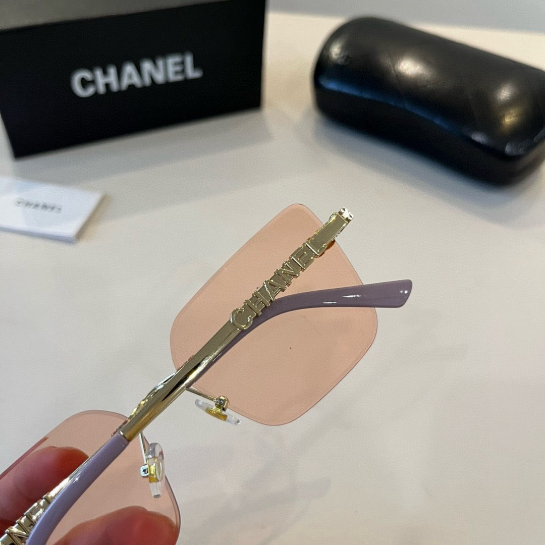 Inspired Chanel 68071 – Rimless Pink Sunglasses with Logo Temples (1:1 Mirror Quality)
