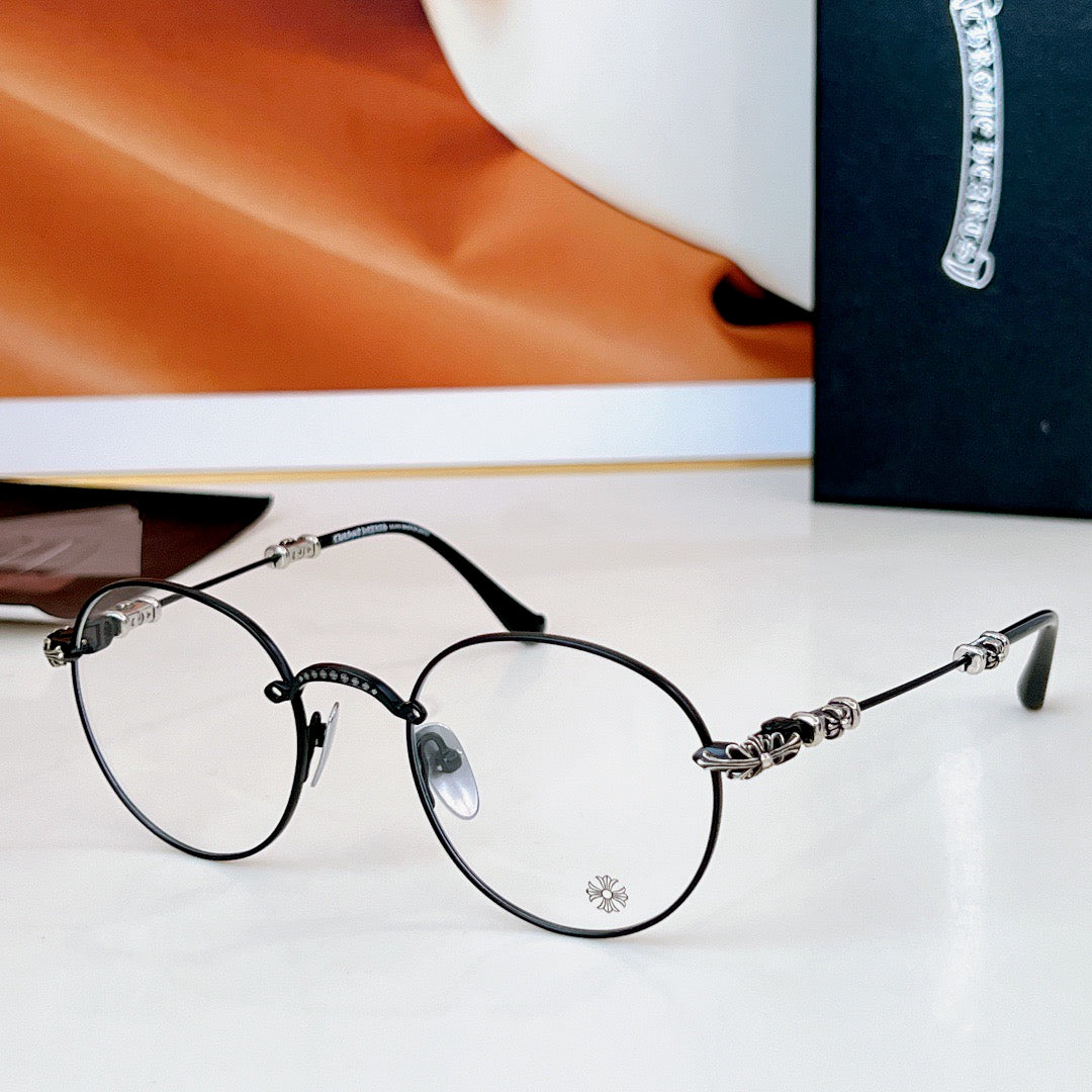 Inspired Chrome Hearts BUBBA-A – Round Metal Eyeglasses (1:1 Mirror Quality)