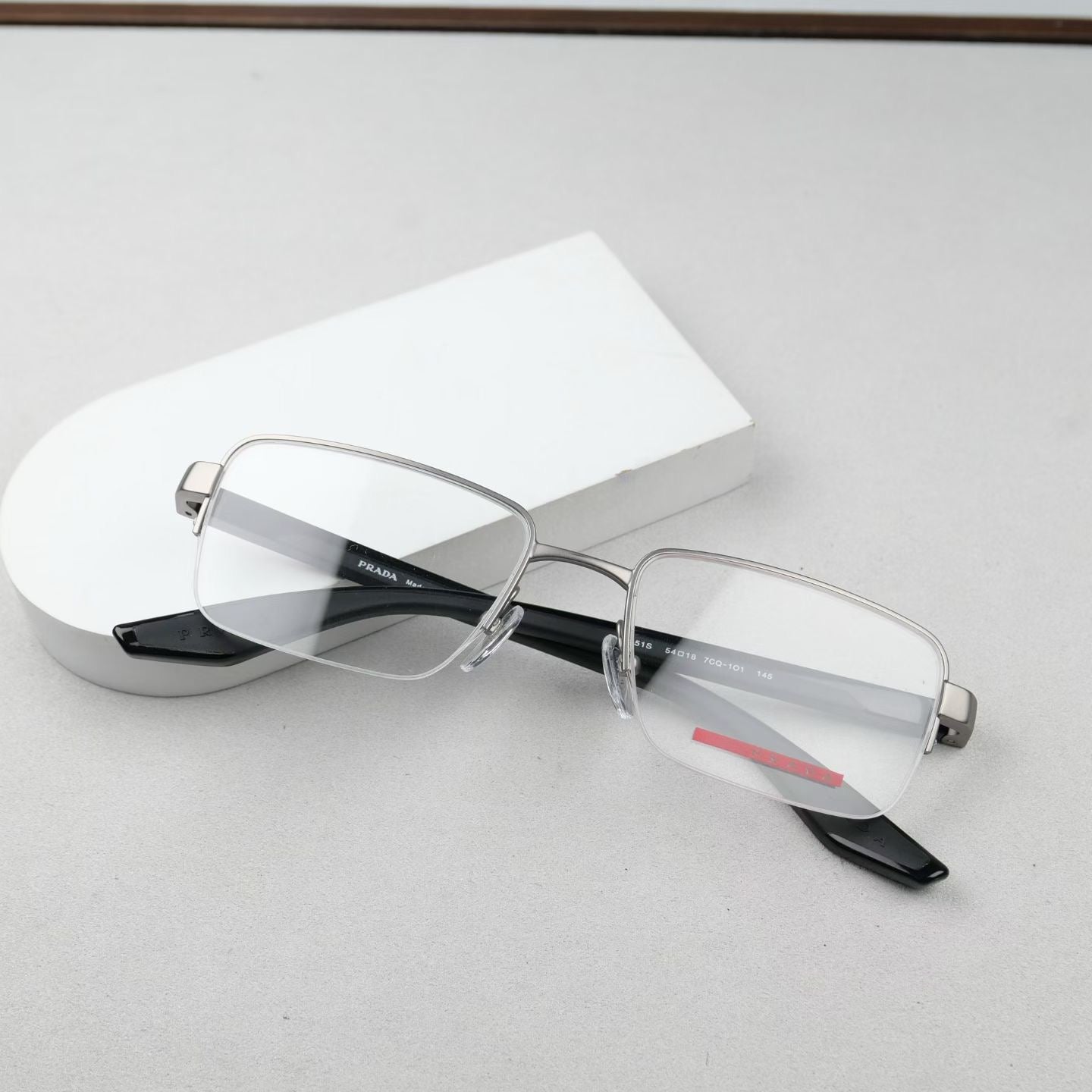 Inspired Prada VPS51S – Semi-Rimless Rectangular Optical Eyeglasses (1:1 Mirror Quality)