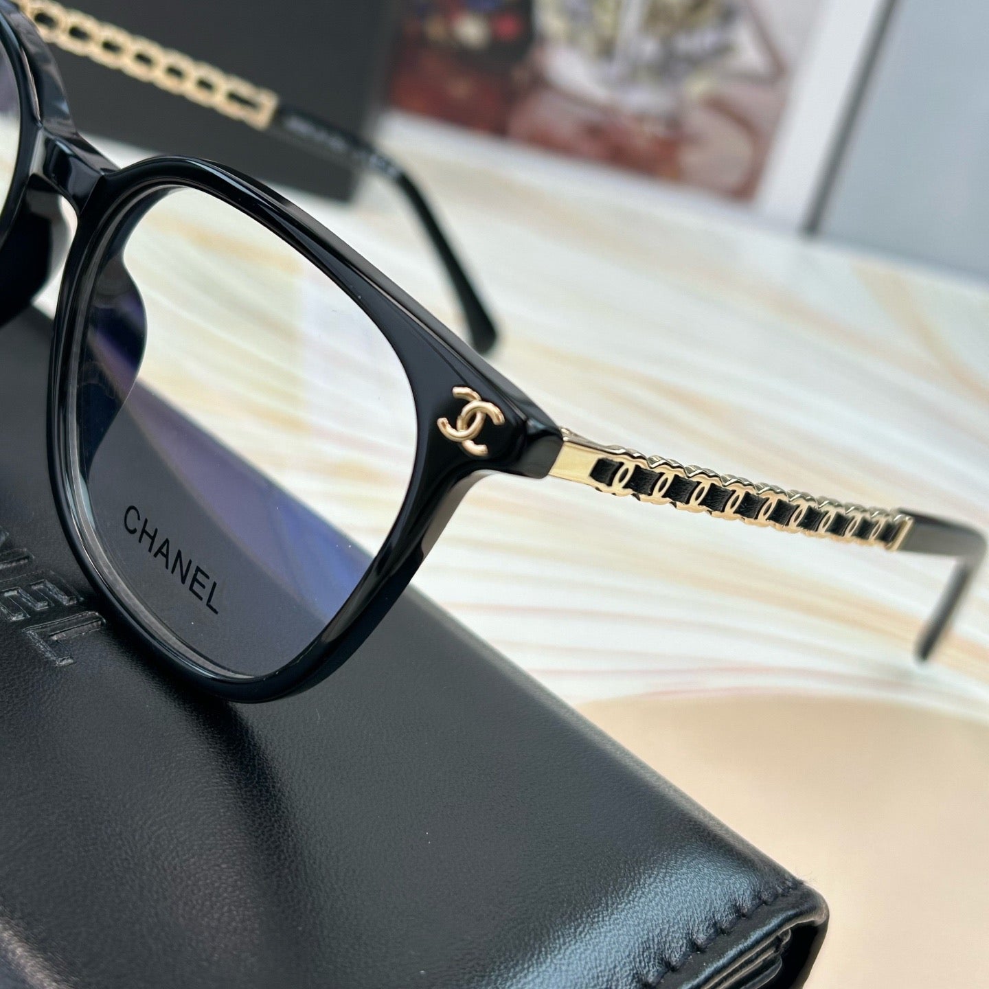 Inspired Chanel CH3472 – Square Eyeglasses with Chain Temples (1:1 Mirror Quality)