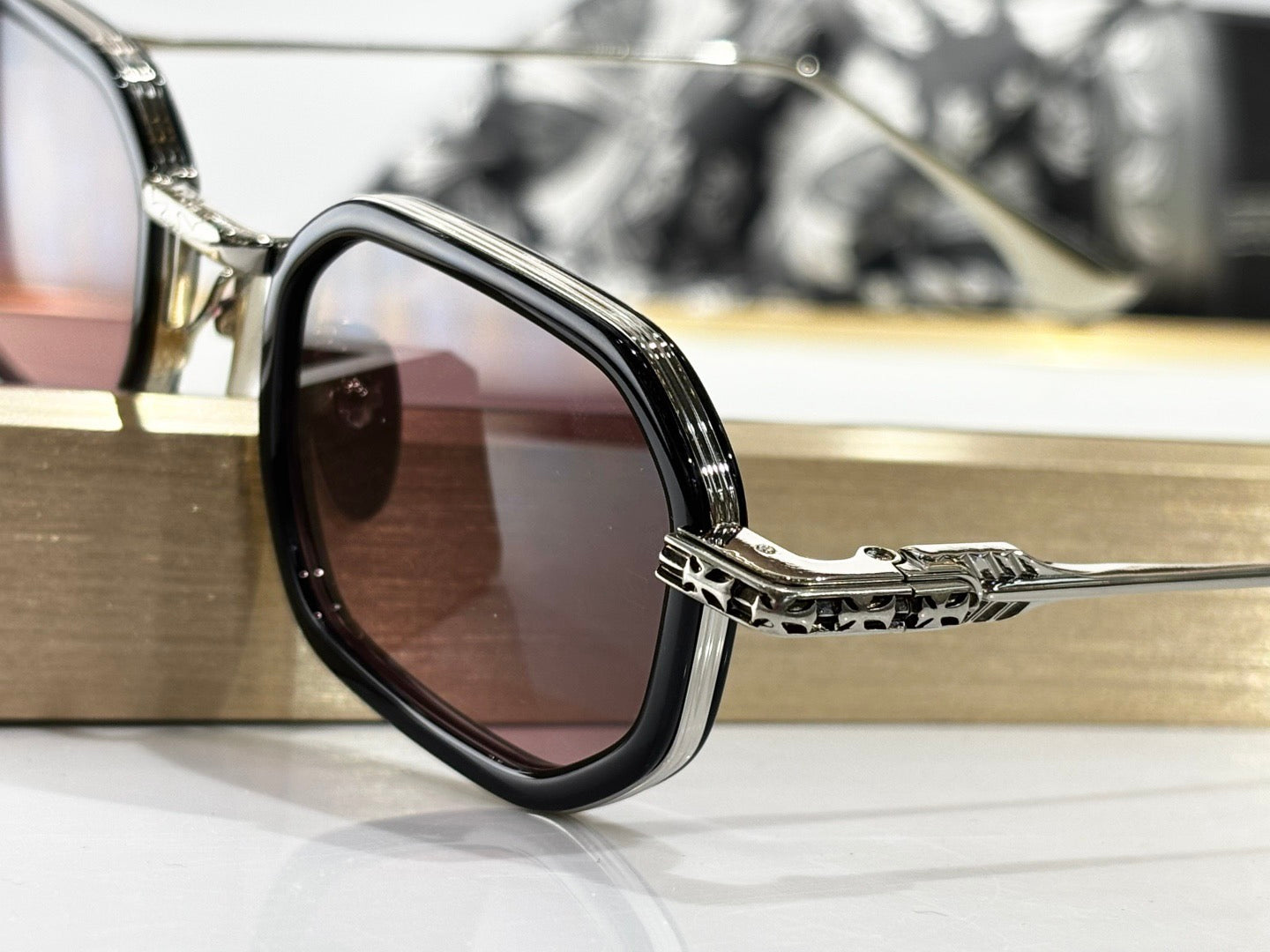 Inspired Chrome Hearts STYLIDA – Octagonal Metal Sunglasses with Zeiss Lenses (1:1 Mirror Quality)